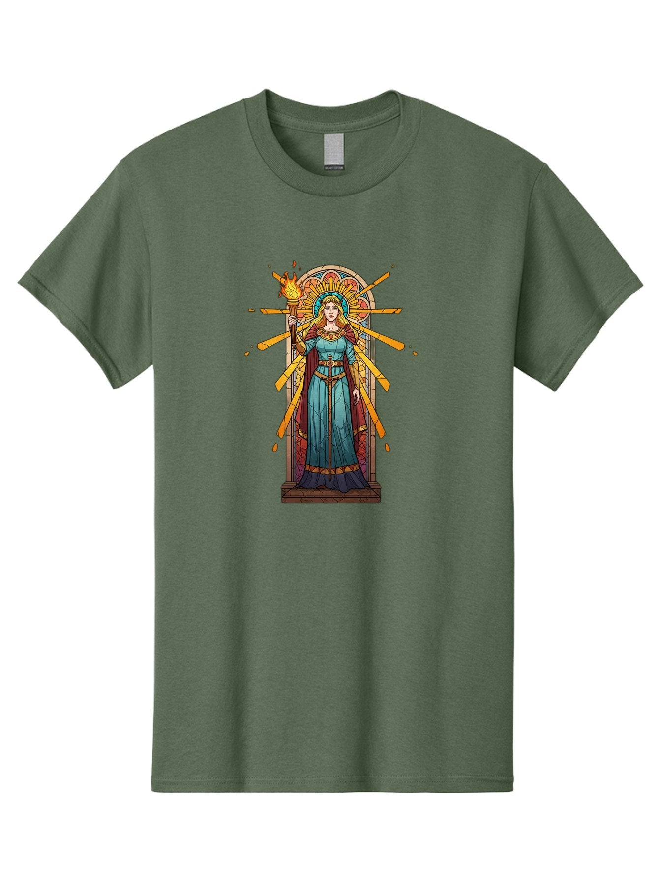 Torch-Lady Men'S Graphic Tee, 100% Cotton, Comfortable Casual Summer Wear, Machine Washable, Statue Of Liberty, Freedom Symbol, Torch Bearer, Stained Glass Art, Vintage Illustration, Liberty Personified, Woman With Torch Bad854 6