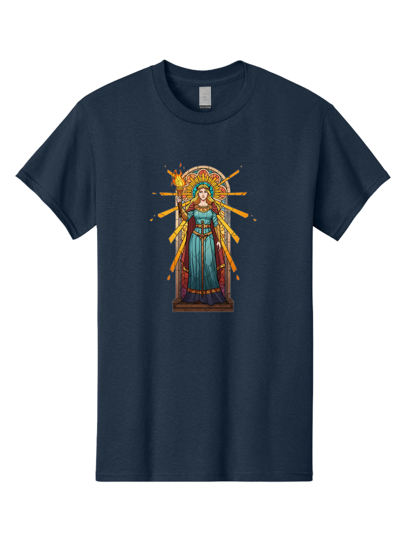 Torch-Lady Men'S Graphic Tee, 100% Cotton, Comfortable Casual Summer Wear, Machine Washable, Statue Of Liberty, Freedom Symbol, Torch Bearer, Stained Glass Art, Vintage Illustration, Liberty Personified, Woman With Torch Bad854 4