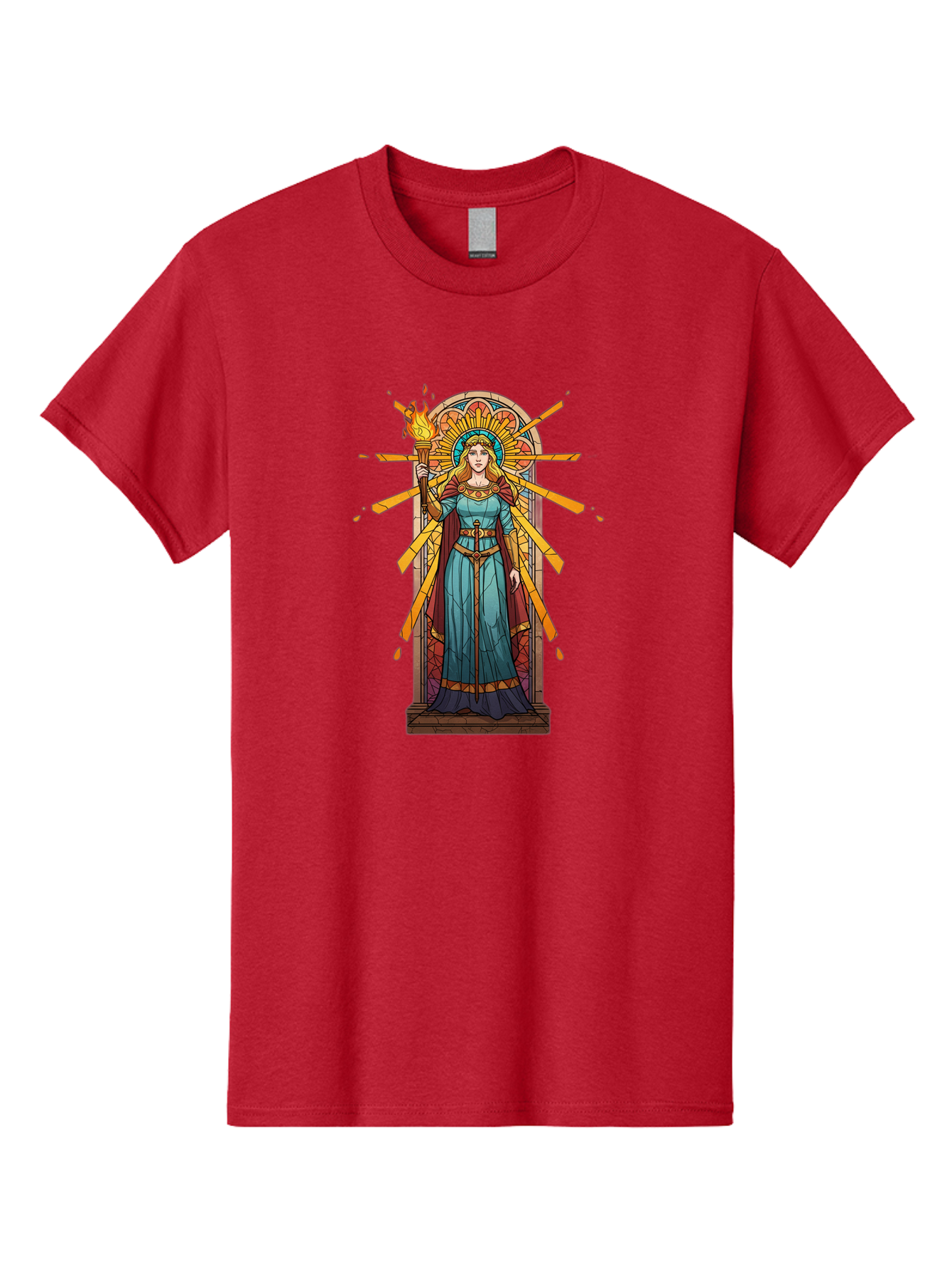 Torch-Lady Men'S Graphic Tee, 100% Cotton, Comfortable Casual Summer Wear, Machine Washable, Statue Of Liberty, Freedom Symbol, Torch Bearer, Stained Glass Art, Vintage Illustration, Liberty Personified, Woman With Torch Bad854 8