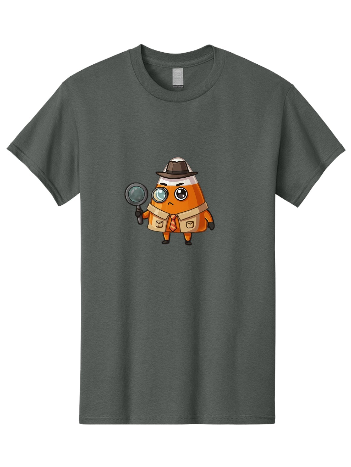 Traffic-Cone-Detective Men'S Graphic Tee, 100% Cotton, Comfortable Casual Summer Wear, Machine Washable, Detective Cone, Cartoon Character, Magnifying Glass, Trench Coat, Fedora Hat, Detective Clothing, Crime Scene Investigation, Bad855 11