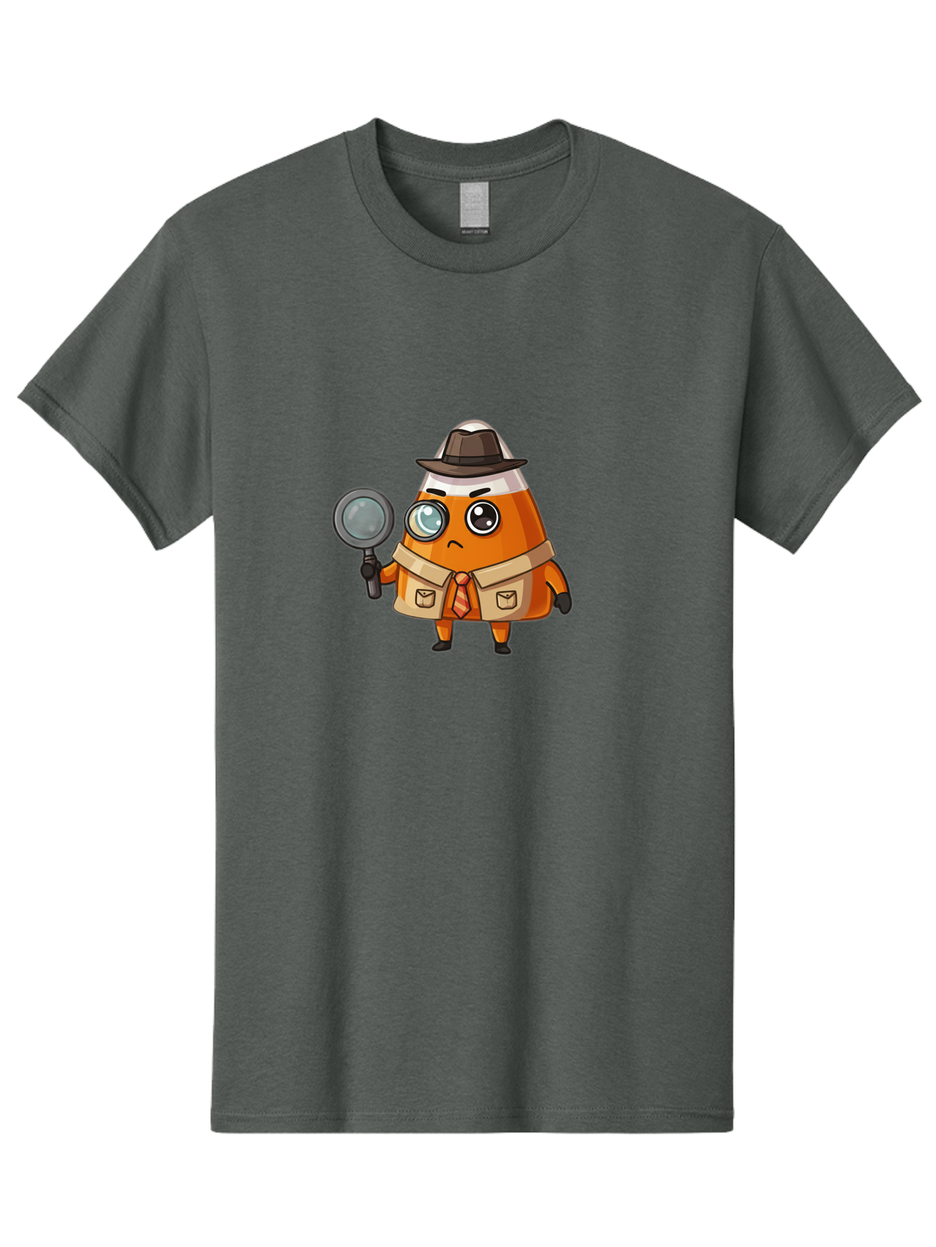 Traffic-Cone-Detective Men'S Graphic Tee, 100% Cotton, Comfortable Casual Summer Wear, Machine Washable, Detective Cone, Cartoon Character, Magnifying Glass, Trench Coat, Fedora Hat, Detective Clothing, Crime Scene Investigation, Bad855 4