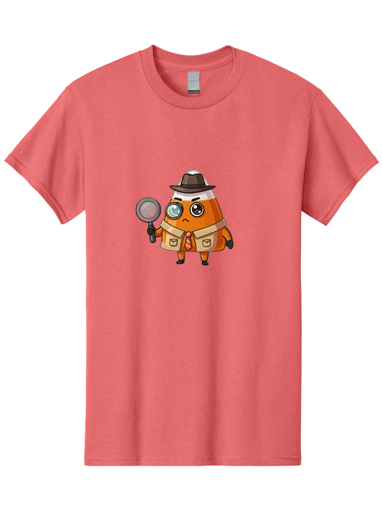 Traffic-Cone-Detective Men'S Graphic Tee, 100% Cotton, Comfortable Casual Summer Wear, Machine Washable, Detective Cone, Cartoon Character, Magnifying Glass, Trench Coat, Fedora Hat, Detective Clothing, Crime Scene Investigation, Bad855 3