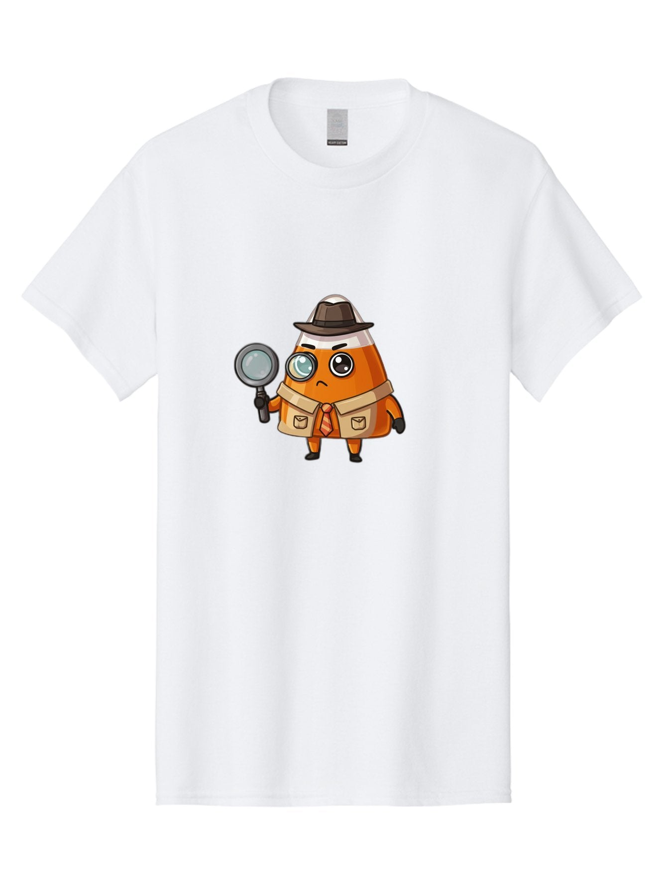 Traffic-Cone-Detective Men'S Graphic Tee, 100% Cotton, Comfortable Casual Summer Wear, Machine Washable, Detective Cone, Cartoon Character, Magnifying Glass, Trench Coat, Fedora Hat, Detective Clothing, Crime Scene Investigation, Bad855 9