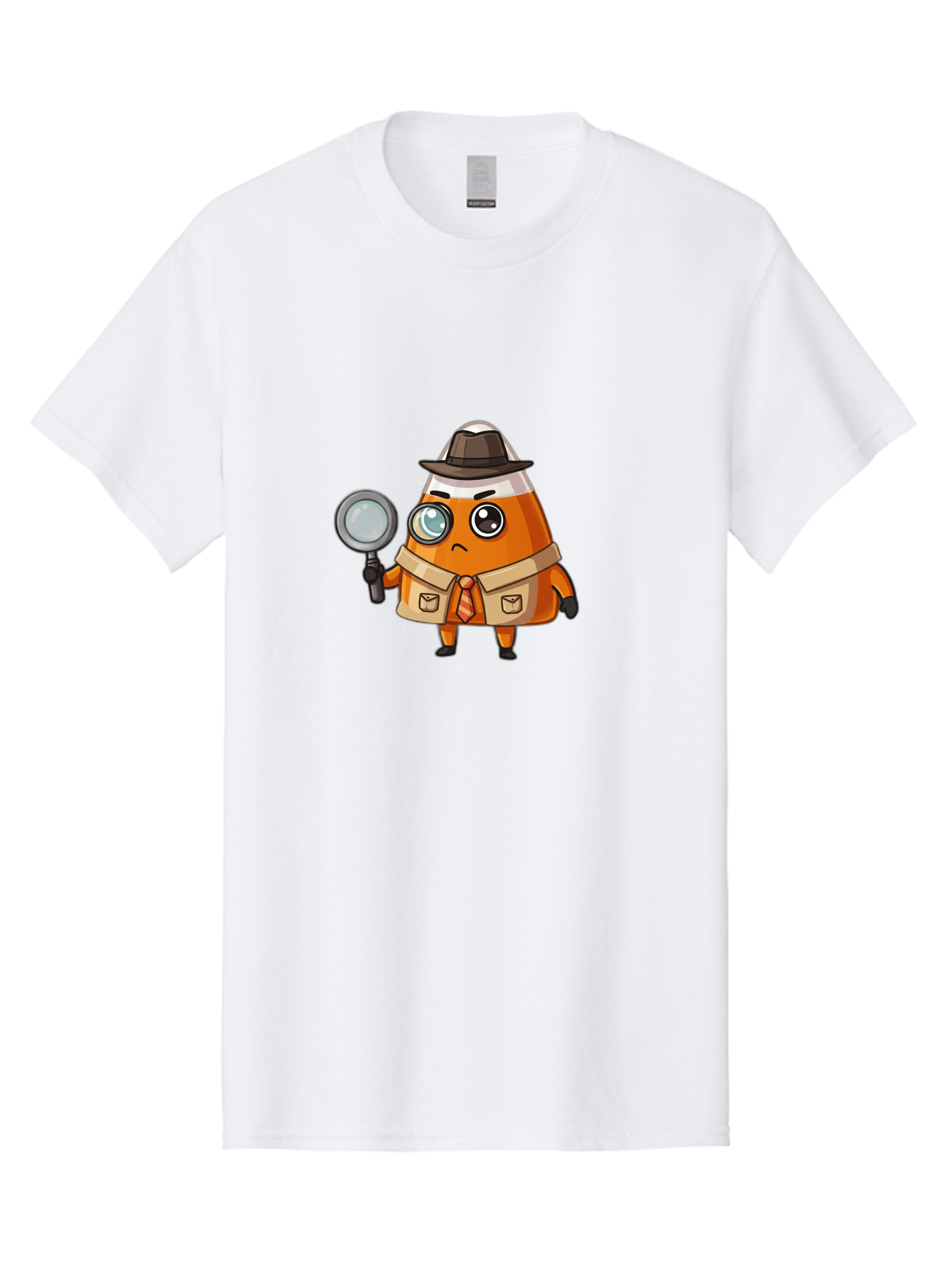 Traffic-Cone-Detective Men'S Graphic Tee, 100% Cotton, Comfortable Casual Summer Wear, Machine Washable, Detective Cone, Cartoon Character, Magnifying Glass, Trench Coat, Fedora Hat, Detective Clothing, Crime Scene Investigation, Bad855 5