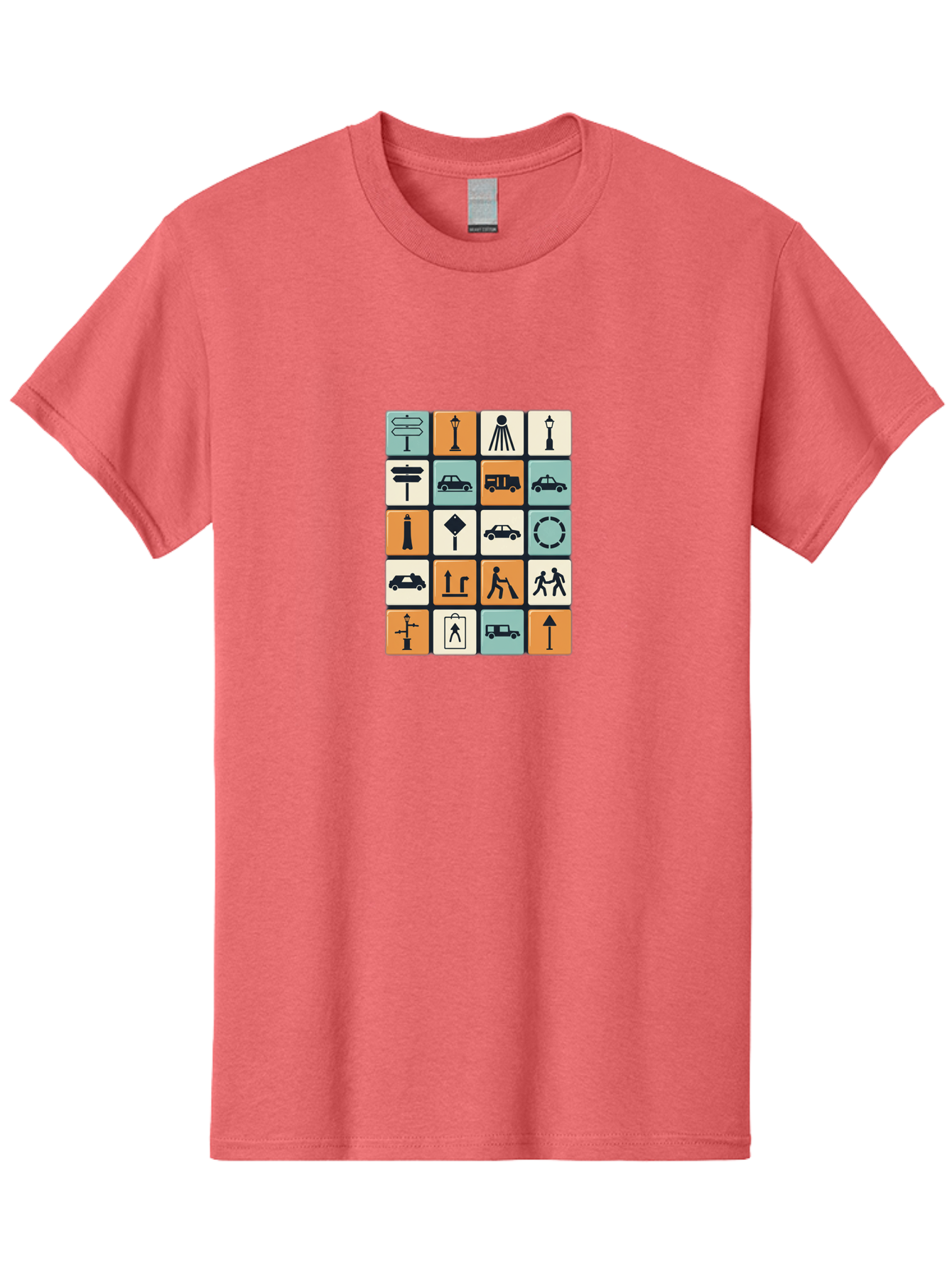 Traffic-Signs Men'S Graphic Tee, 100% Cotton, Comfortable Casual Summer Wear, Machine Washable, Traffic Signs, Road Signs, Direction Signs, Traffic Icons, Street Signs, Navigation Symbols, Transportation Graphics, Urban Planning, Road Safety, Bad856 5