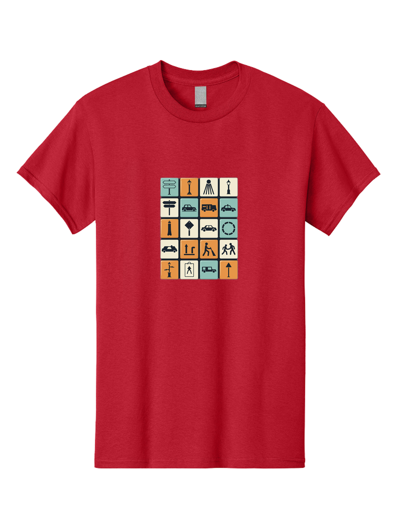 Traffic-Signs Men'S Graphic Tee, 100% Cotton, Comfortable Casual Summer Wear, Machine Washable, Traffic Signs, Road Signs, Direction Signs, Traffic Icons, Street Signs, Navigation Symbols, Transportation Graphics, Urban Planning, Road Safety, Bad856