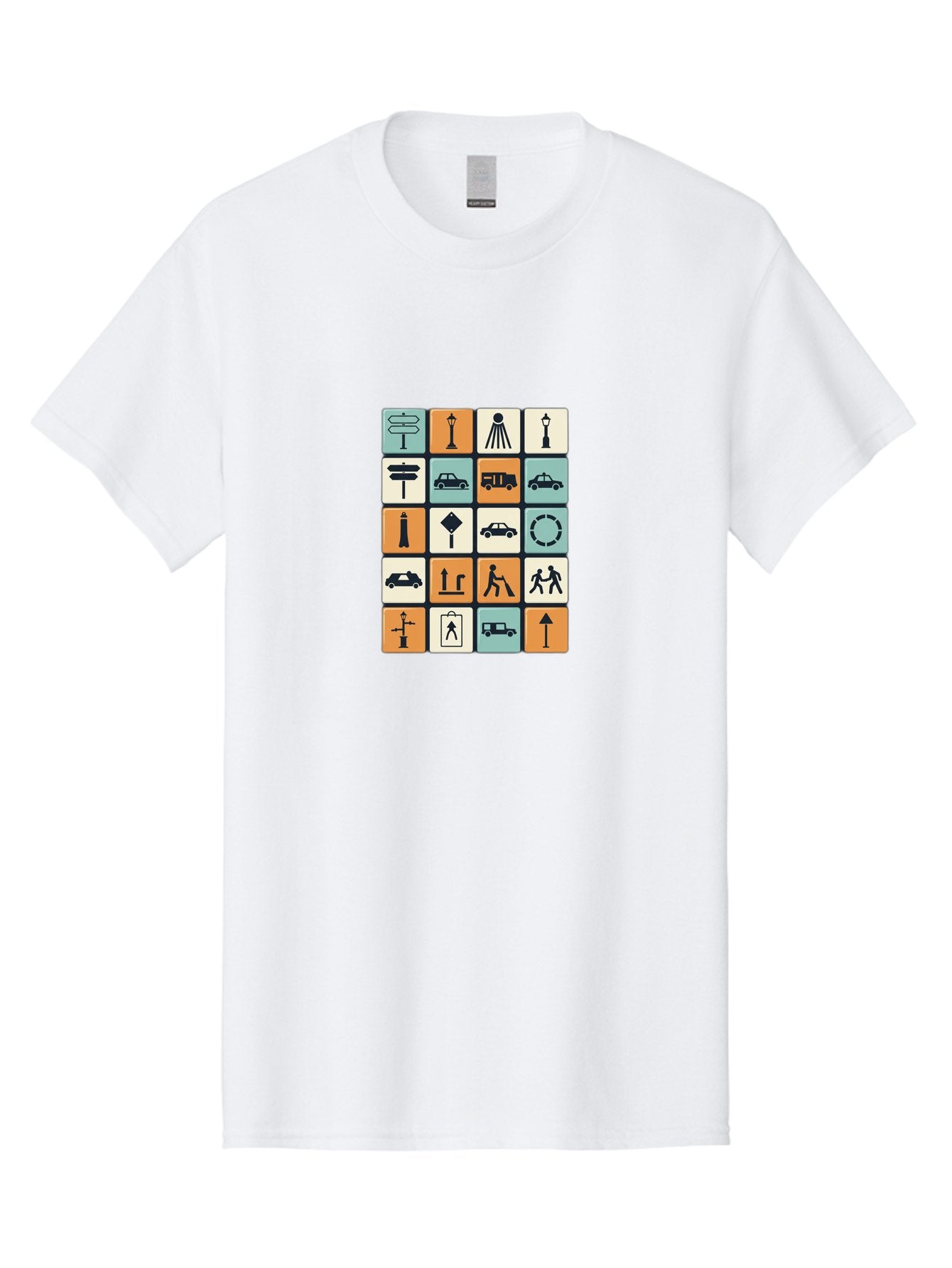 Traffic-Signs Men'S Graphic Tee, 100% Cotton, Comfortable Casual Summer Wear, Machine Washable, Traffic Signs, Road Signs, Direction Signs, Traffic Icons, Street Signs, Navigation Symbols, Transportation Graphics, Urban Planning, Road Safety, Bad856 7