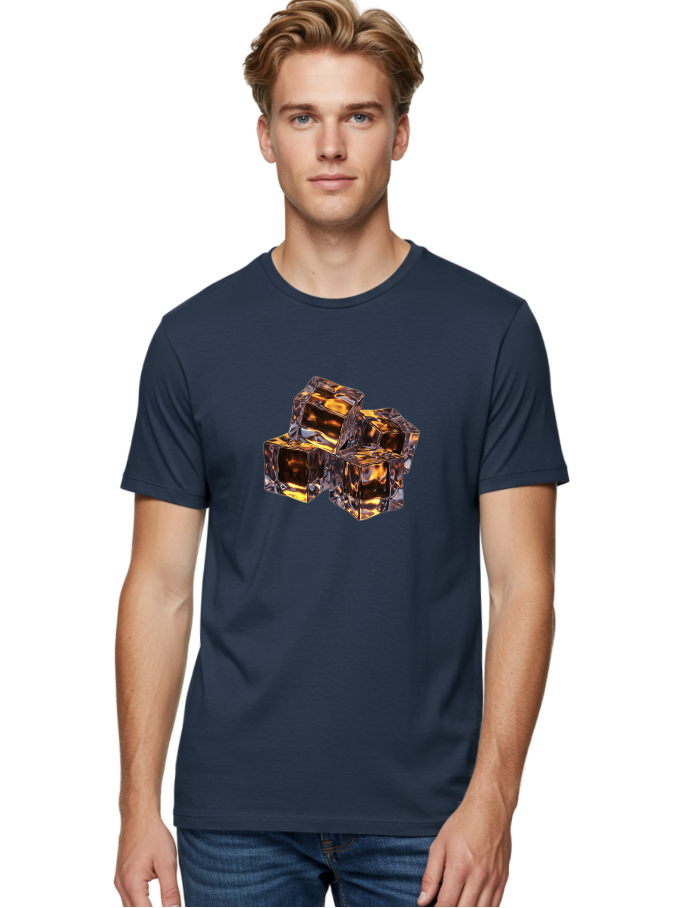 Transparent-Gold-Cubes Men'S Graphic Tee, 100% Cotton, Comfortable Casual Summer Wear, Machine Washable, Tigereye Gemstones, Golden Brown Gem, Tiger'S Eye, Precious Stones, Luxury Jewelry, Ornate Decor, Earthy Tones, Gemstone Collection, Bad857 27