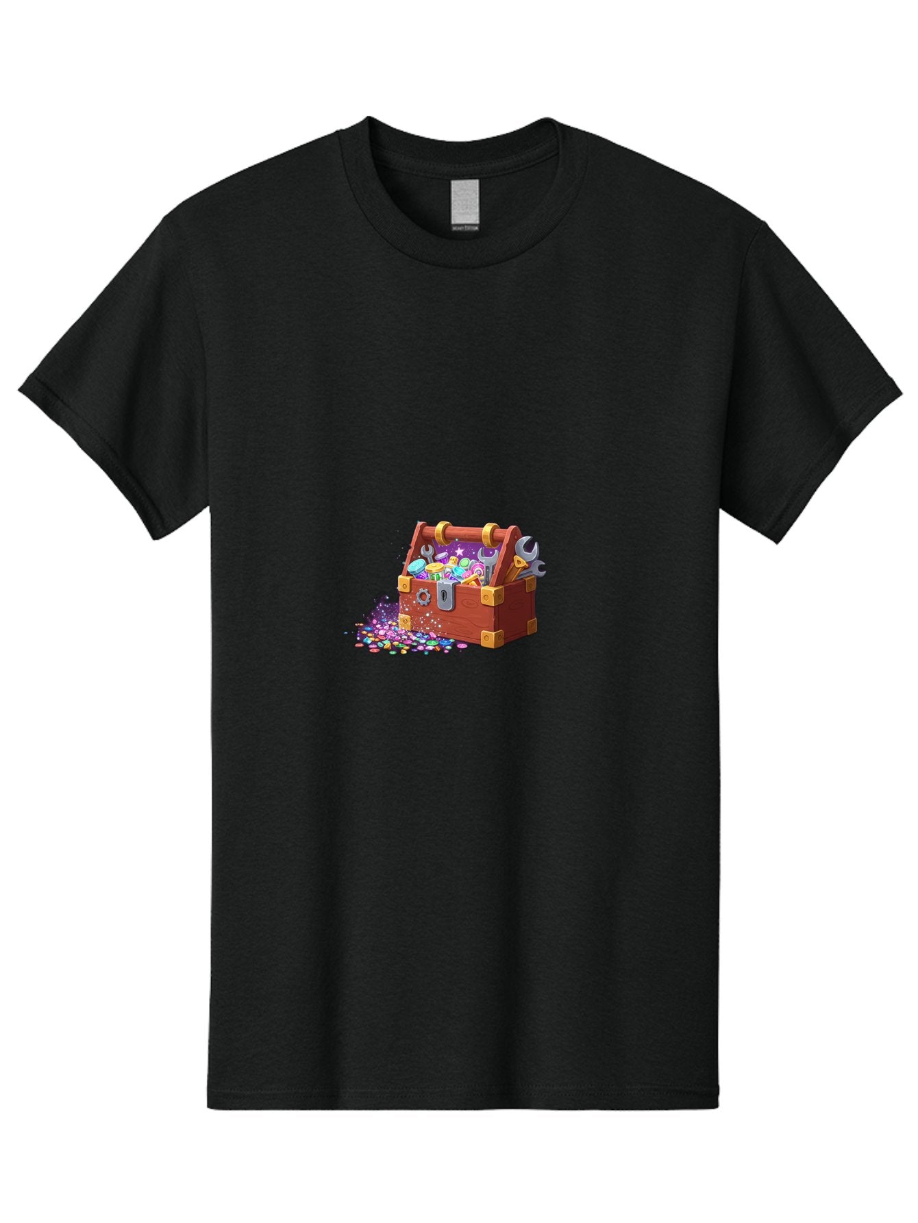 Treasure-Box Men'S Graphic Tee, 100% Cotton, Comfortable Casual Summer Wear, Machine Washable, Wood Treasure Chest, Colorful Jewels, Gemstones, Treasure, Loot, Gaming Treasure, Gaming Rewards, Loot Box, Puzzle Pieces, Shiny Objects, Bad858 9