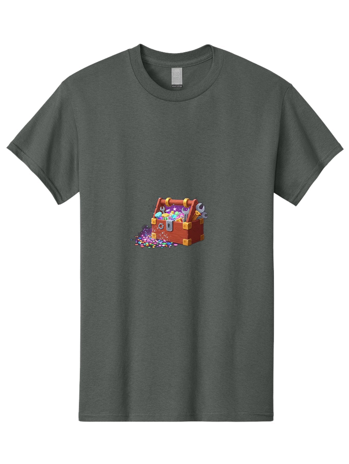 Treasure-Box Men'S Graphic Tee, 100% Cotton, Comfortable Casual Summer Wear, Machine Washable, Wood Treasure Chest, Colorful Jewels, Gemstones, Treasure, Loot, Gaming Treasure, Gaming Rewards, Loot Box, Puzzle Pieces, Shiny Objects, Bad858 13