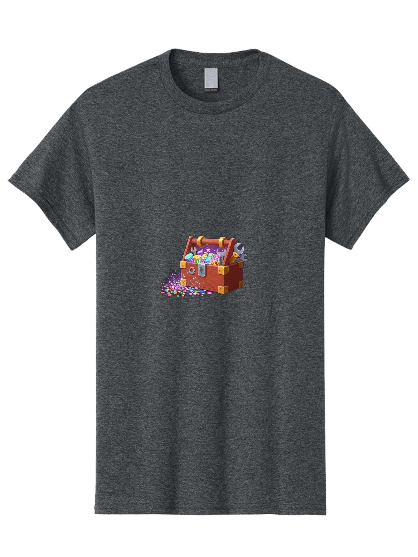Treasure-Box Men'S Graphic Tee, 100% Cotton, Comfortable Casual Summer Wear, Machine Washable, Wood Treasure Chest, Colorful Jewels, Gemstones, Treasure, Loot, Gaming Treasure, Gaming Rewards, Loot Box, Puzzle Pieces, Shiny Objects, Bad858 3
