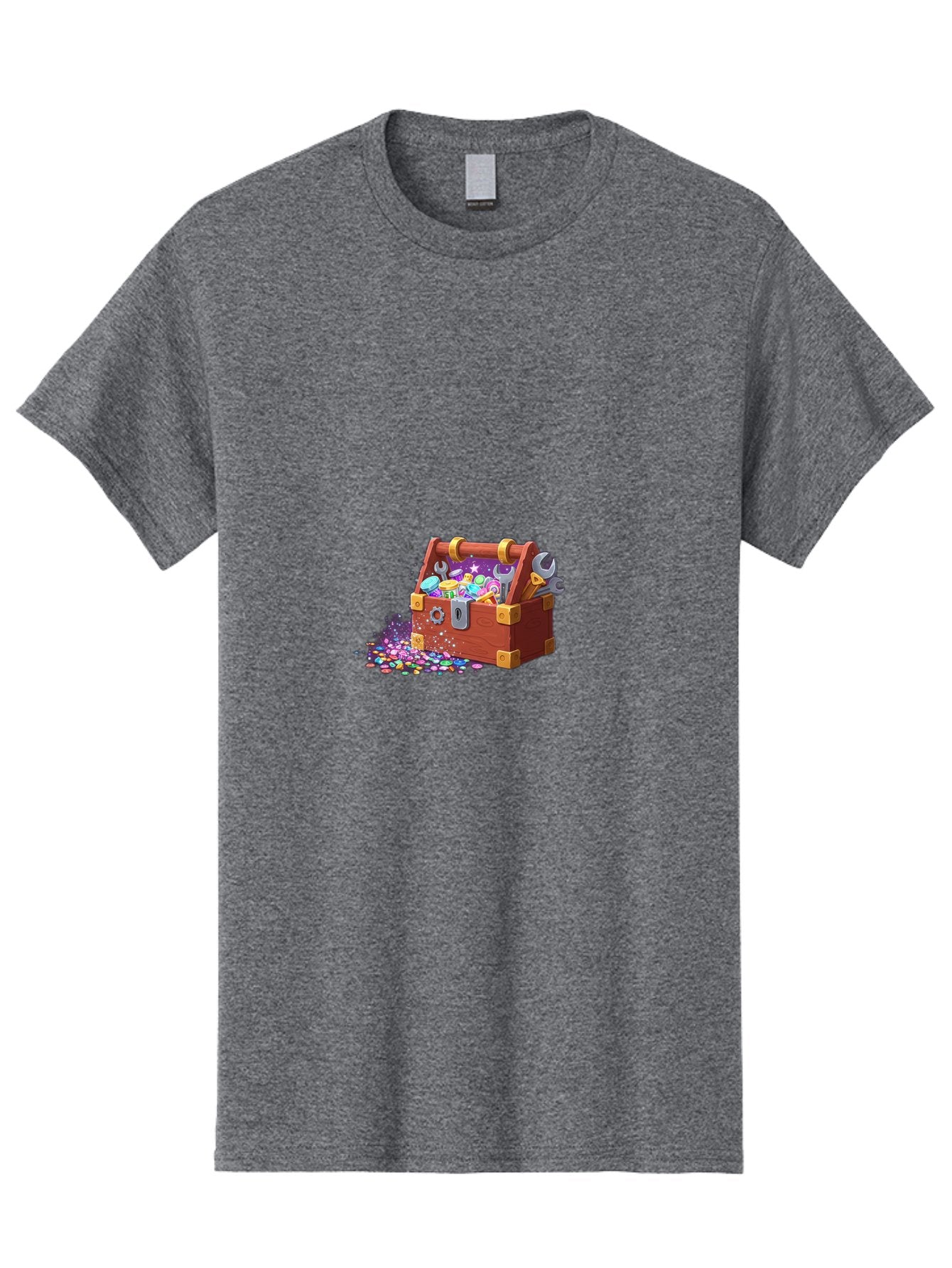 Treasure-Box Men'S Graphic Tee, 100% Cotton, Comfortable Casual Summer Wear, Machine Washable, Wood Treasure Chest, Colorful Jewels, Gemstones, Treasure, Loot, Gaming Treasure, Gaming Rewards, Loot Box, Puzzle Pieces, Shiny Objects, Bad858 5