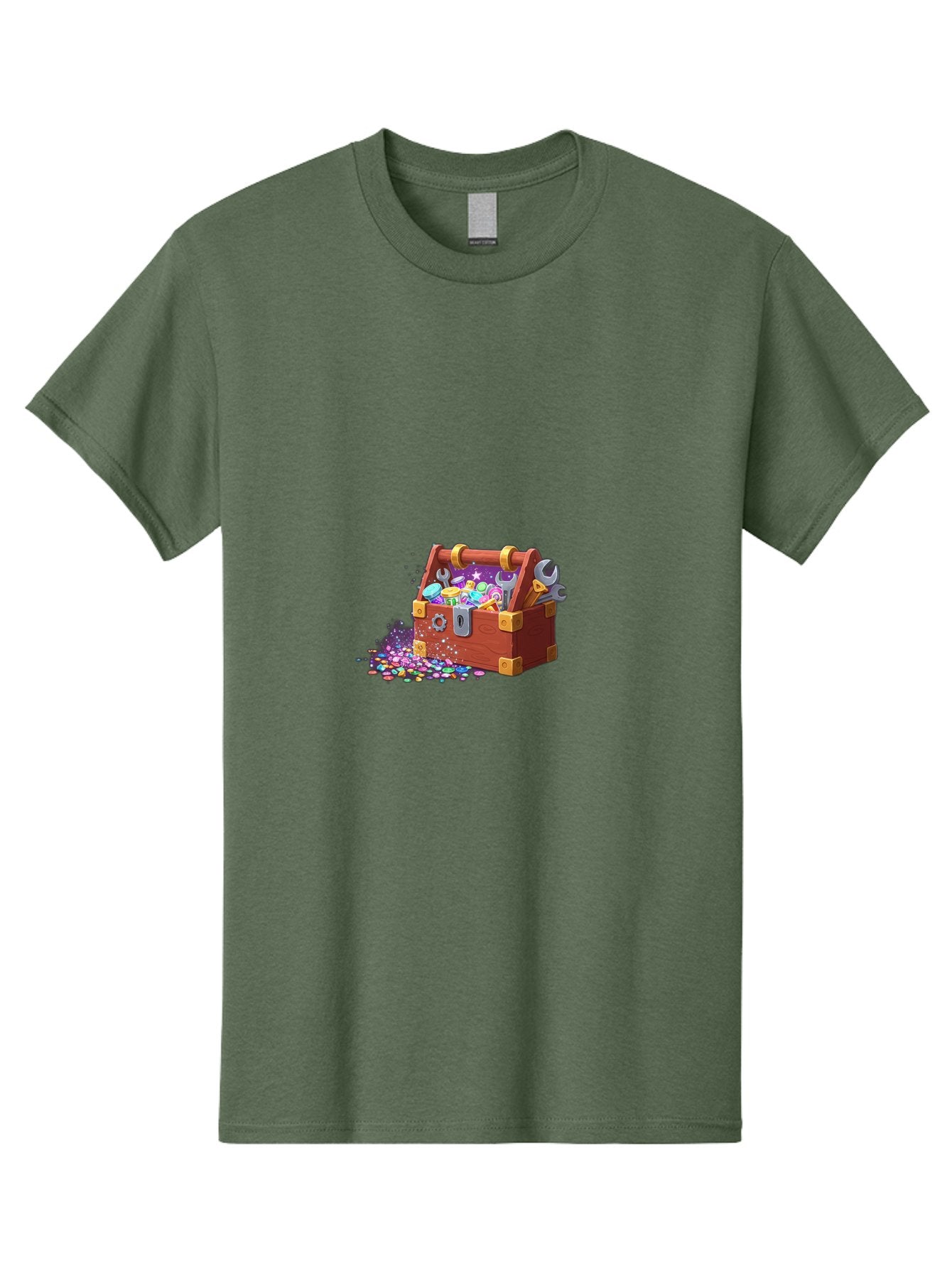Treasure-Box Men'S Graphic Tee, 100% Cotton, Comfortable Casual Summer Wear, Machine Washable, Wood Treasure Chest, Colorful Jewels, Gemstones, Treasure, Loot, Gaming Treasure, Gaming Rewards, Loot Box, Puzzle Pieces, Shiny Objects, Bad858 15