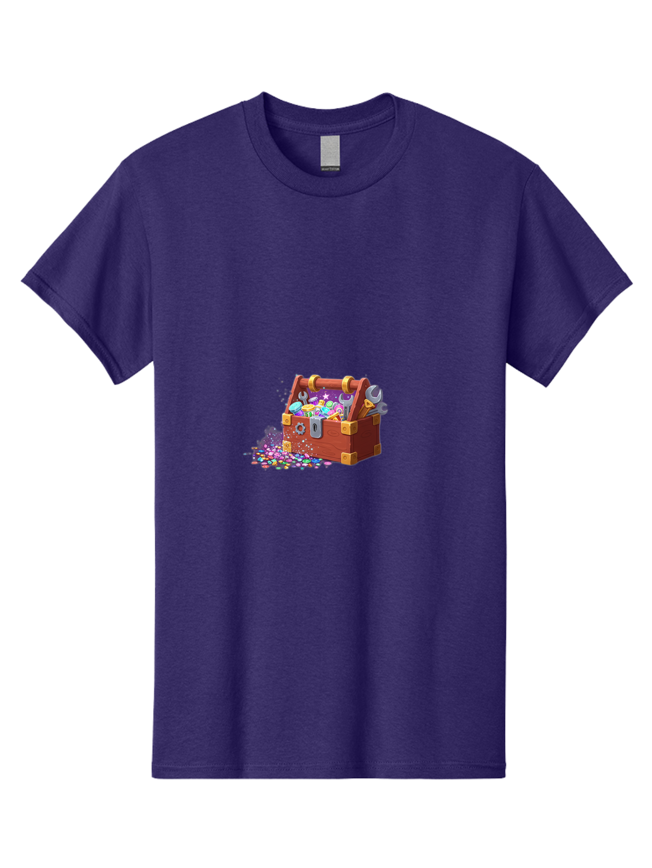 Treasure-Box Men'S Graphic Tee, 100% Cotton, Comfortable Casual Summer Wear, Machine Washable, Wood Treasure Chest, Colorful Jewels, Gemstones, Treasure, Loot, Gaming Treasure, Gaming Rewards, Loot Box, Puzzle Pieces, Shiny Objects, Bad858 13