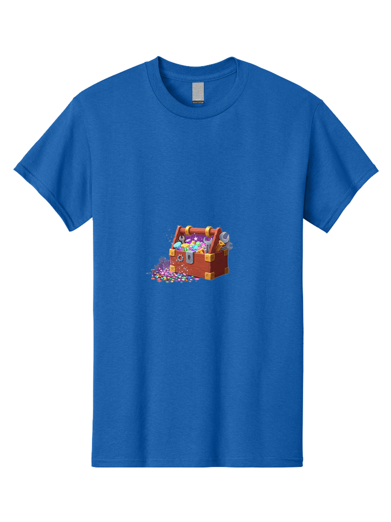 Treasure-Box Men'S Graphic Tee, 100% Cotton, Comfortable Casual Summer Wear, Machine Washable, Wood Treasure Chest, Colorful Jewels, Gemstones, Treasure, Loot, Gaming Treasure, Gaming Rewards, Loot Box, Puzzle Pieces, Shiny Objects, Bad858 4