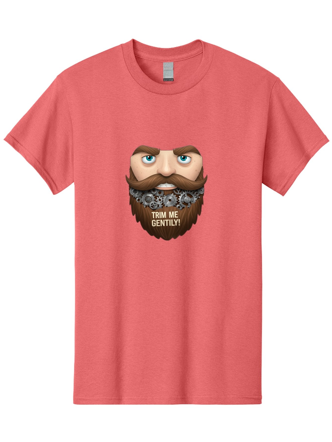 Trim-Me-Gentily Men'S Graphic Tee, 100% Cotton, Comfortable Casual Summer Wear, Machine Washable, Steampunk-Inspired Beard, Mechanical Gears, Vintage Grooming, Quirky Humor, Unique Facial Hair, Whimsical Design, Trim Me Gently, Bad861 10