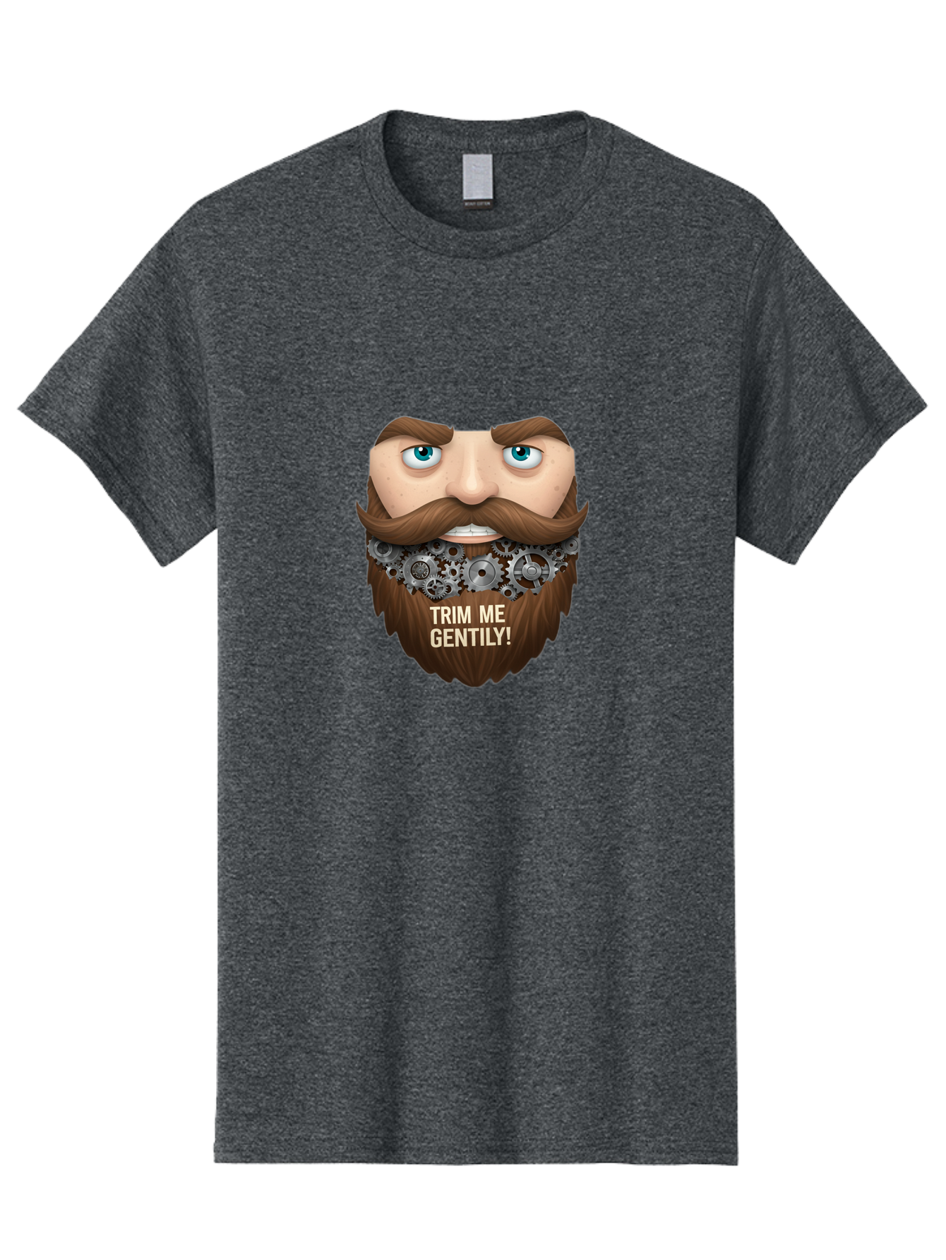 Trim-Me-Gentily Men'S Graphic Tee, 100% Cotton, Comfortable Casual Summer Wear, Machine Washable, Steampunk-Inspired Beard, Mechanical Gears, Vintage Grooming, Quirky Humor, Unique Facial Hair, Whimsical Design, Trim Me Gently, Bad861 8