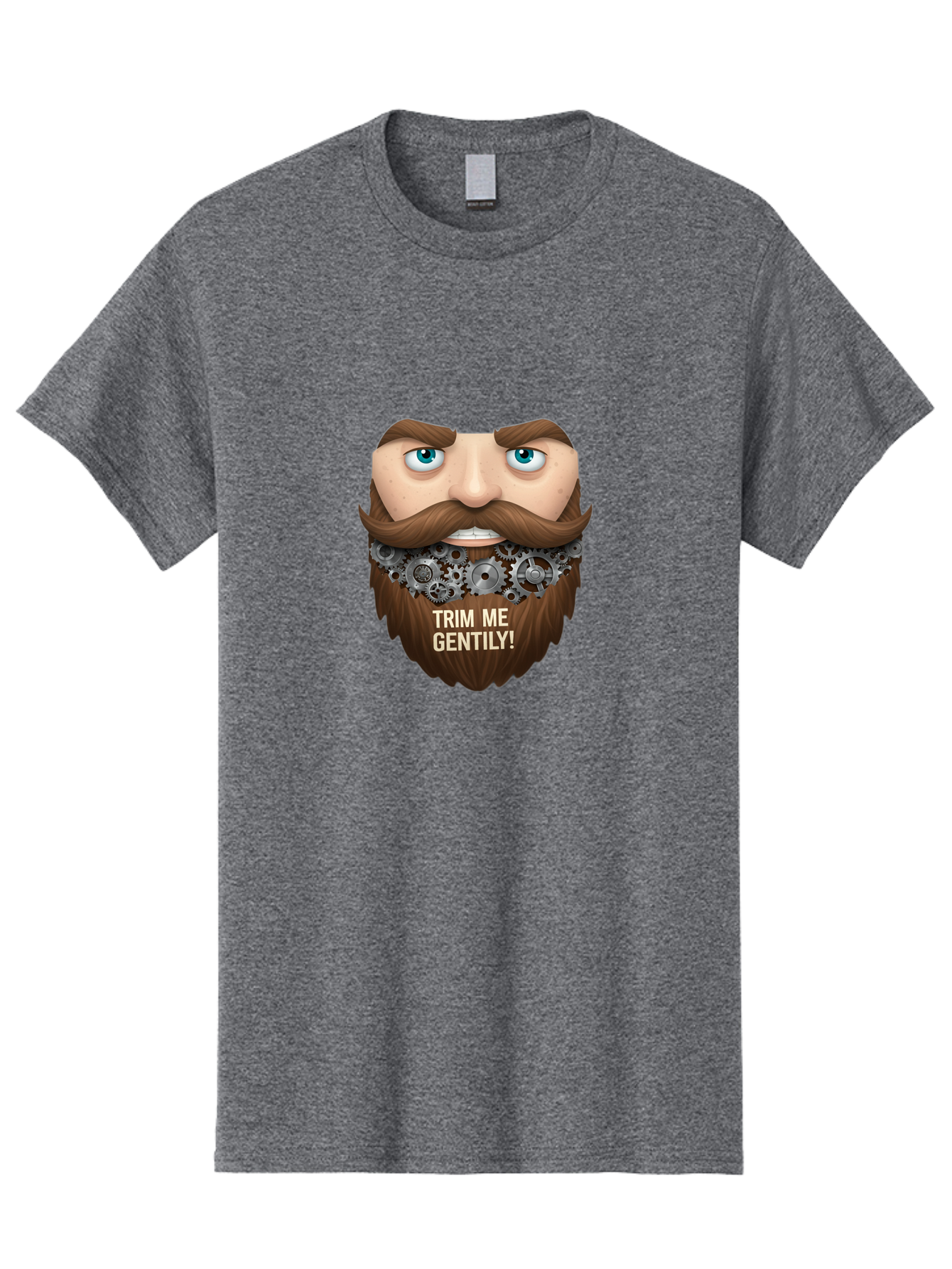 Trim-Me-Gentily Men'S Graphic Tee, 100% Cotton, Comfortable Casual Summer Wear, Machine Washable, Steampunk-Inspired Beard, Mechanical Gears, Vintage Grooming, Quirky Humor, Unique Facial Hair, Whimsical Design, Trim Me Gently, Bad861 4