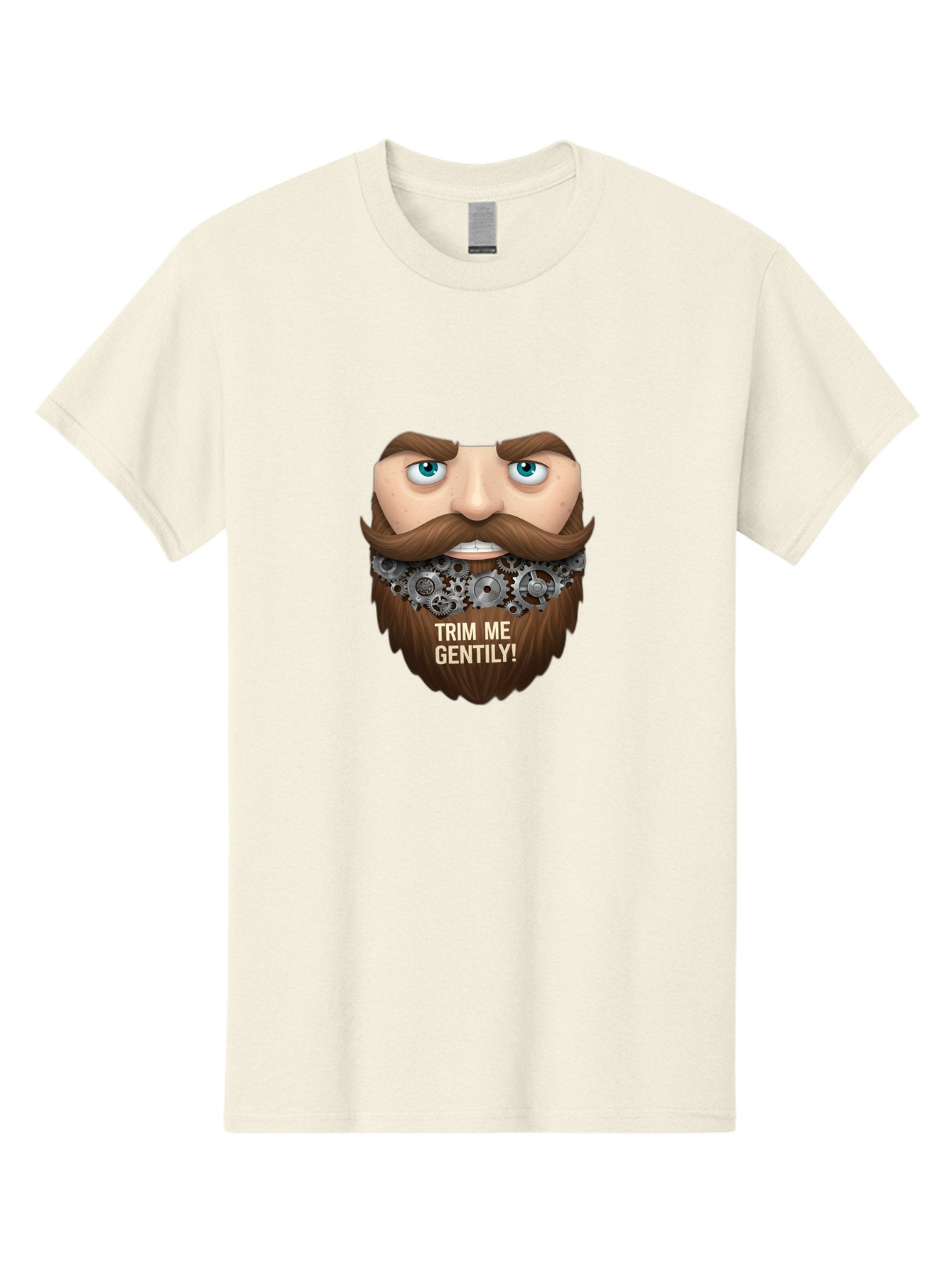 Trim-Me-Gentily Men'S Graphic Tee, 100% Cotton, Comfortable Casual Summer Wear, Machine Washable, Steampunk-Inspired Beard, Mechanical Gears, Vintage Grooming, Quirky Humor, Unique Facial Hair, Whimsical Design, Trim Me Gently, Bad861 6