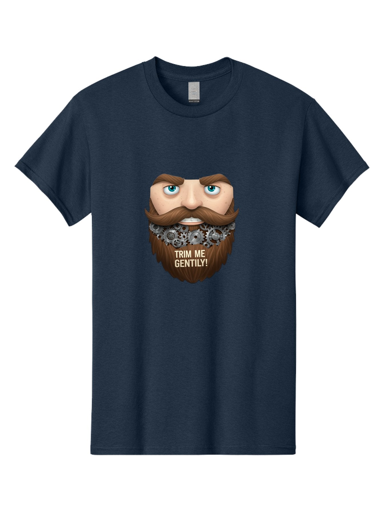 Trim-Me-Gentily Men'S Graphic Tee, 100% Cotton, Comfortable Casual Summer Wear, Machine Washable, Steampunk-Inspired Beard, Mechanical Gears, Vintage Grooming, Quirky Humor, Unique Facial Hair, Whimsical Design, Trim Me Gently, Bad861 12