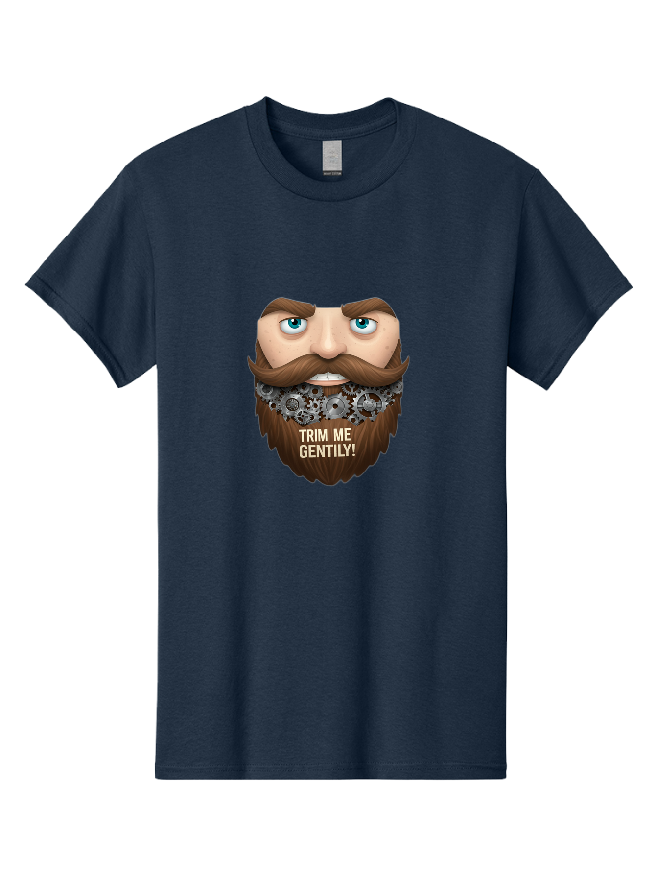Trim-Me-Gentily Men'S Graphic Tee, 100% Cotton, Comfortable Casual Summer Wear, Machine Washable, Steampunk-Inspired Beard, Mechanical Gears, Vintage Grooming, Quirky Humor, Unique Facial Hair, Whimsical Design, Trim Me Gently, Bad861 3