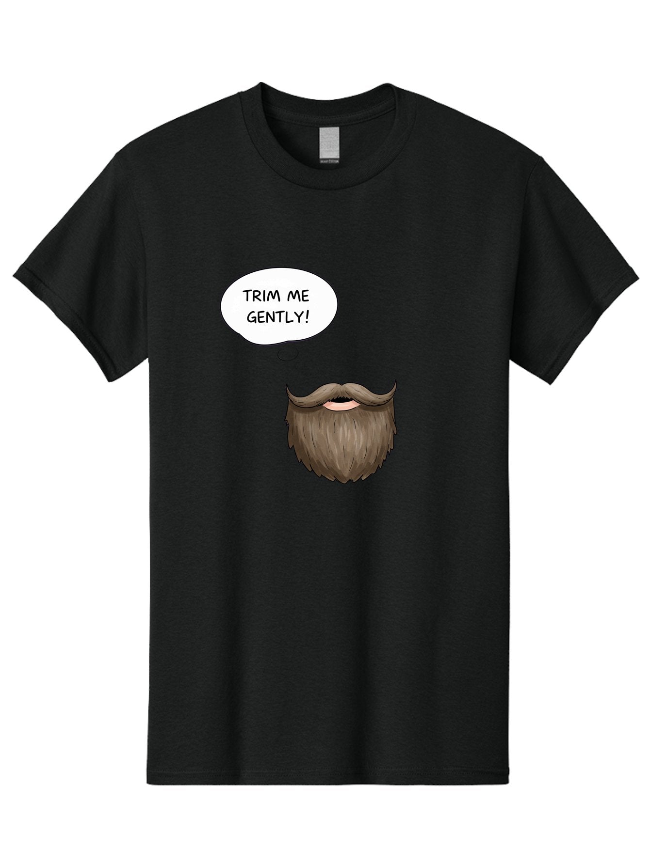 Trim-Me-Gently-2 Men'S Graphic Tee, 100% Cotton, Comfortable Casual Summer Wear, Machine Washable, Funny Cartoon Beard, Humorous Illustration, Whimsical Character, Mustache And Beard Combo, Playful Typography, Quirky Design, Bold Text, Bad863 9