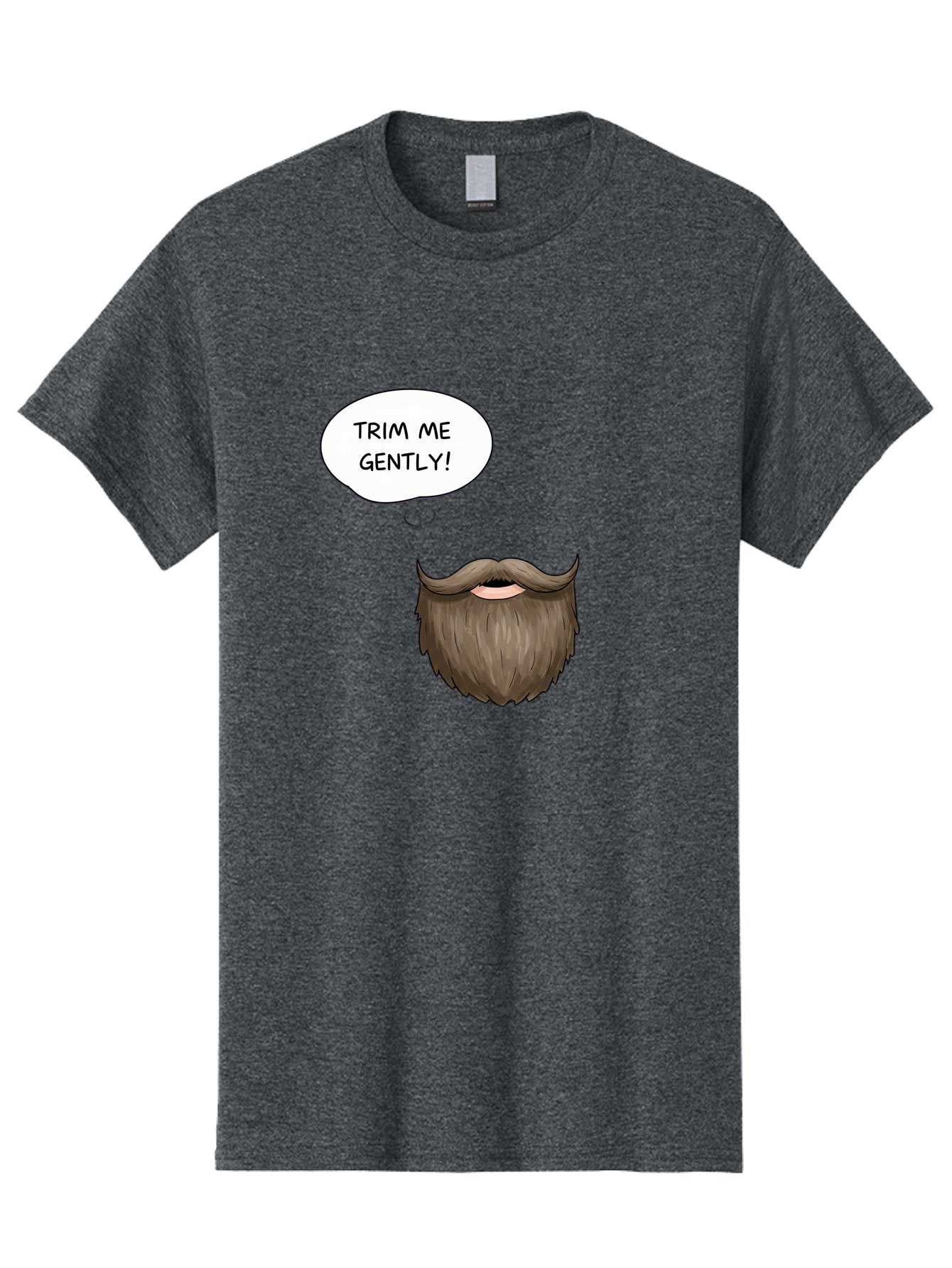 Trim-Me-Gently-2 Men'S Graphic Tee, 100% Cotton, Comfortable Casual Summer Wear, Machine Washable, Funny Cartoon Beard, Humorous Illustration, Whimsical Character, Mustache And Beard Combo, Playful Typography, Quirky Design, Bold Text, Bad863 12