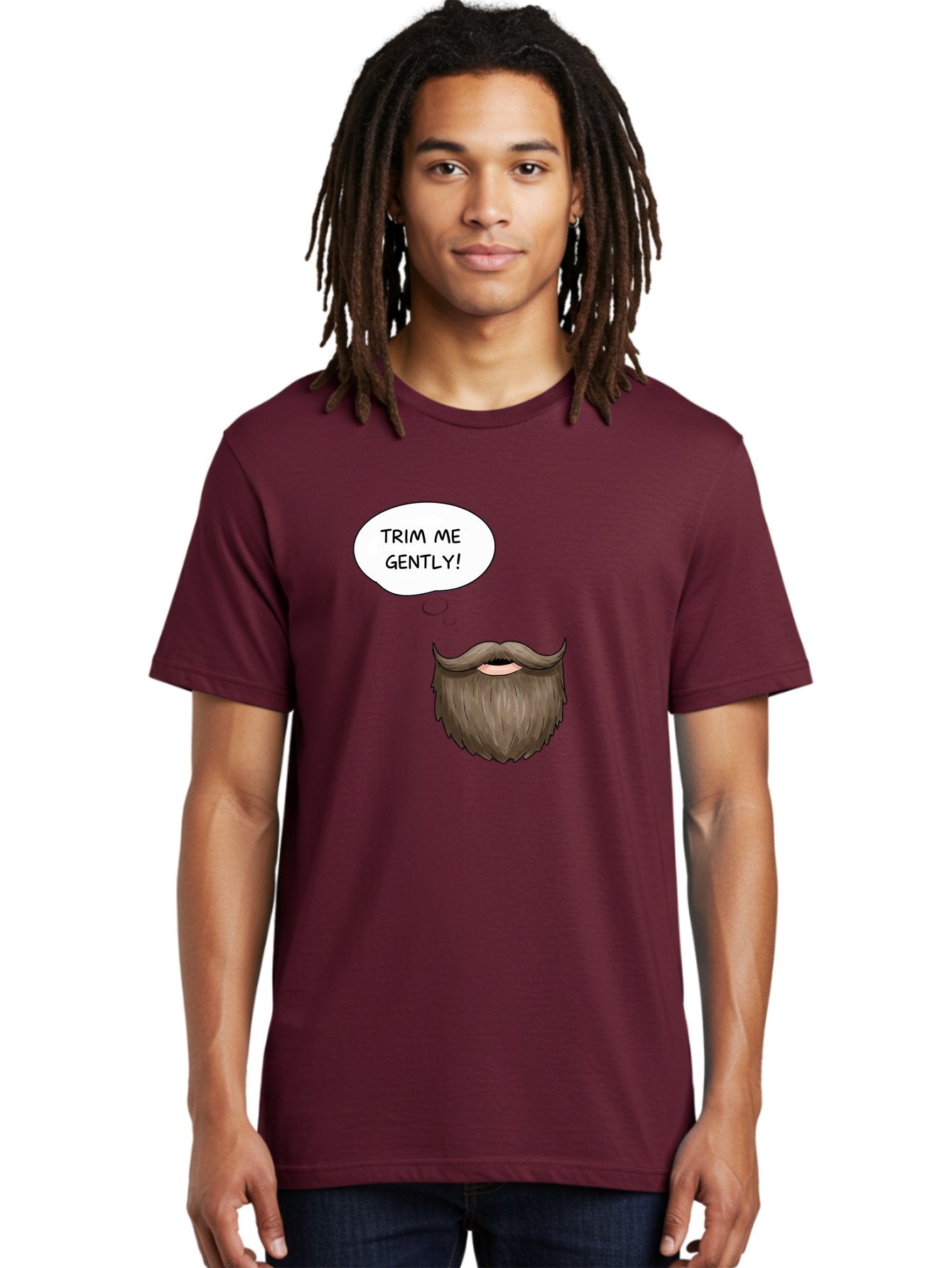 Trim-Me-Gently-2 Men'S Graphic Tee, 100% Cotton, Comfortable Casual Summer Wear, Machine Washable, Funny Cartoon Beard, Humorous Illustration, Whimsical Character, Mustache And Beard Combo, Playful Typography, Quirky Design, Bold Text, Bad863 23