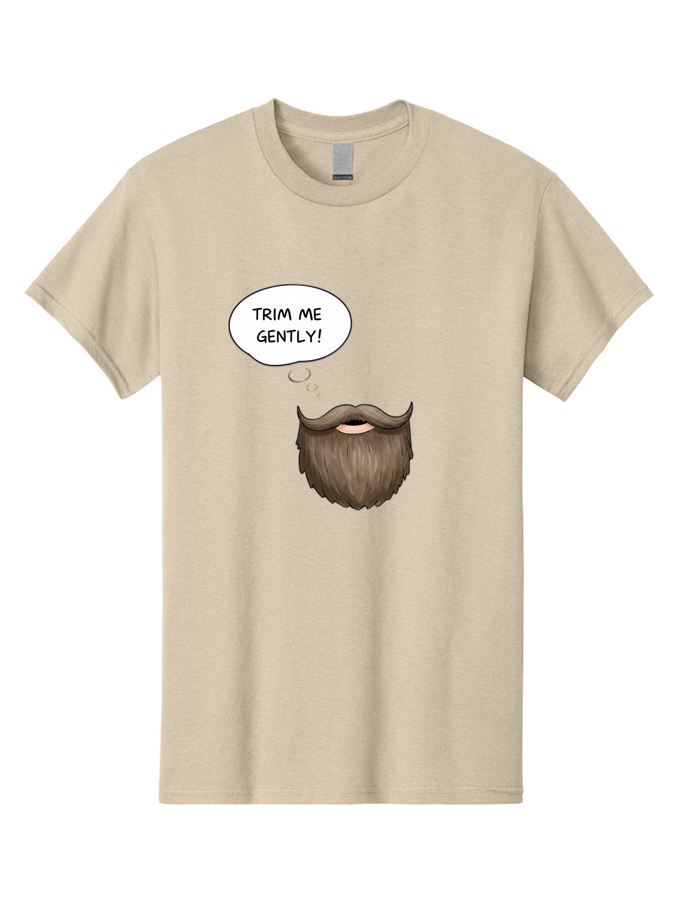 Trim-Me-Gently-2 Men'S Graphic Tee, 100% Cotton, Comfortable Casual Summer Wear, Machine Washable, Funny Cartoon Beard, Humorous Illustration, Whimsical Character, Mustache And Beard Combo, Playful Typography, Quirky Design, Bold Text, Bad863 3
