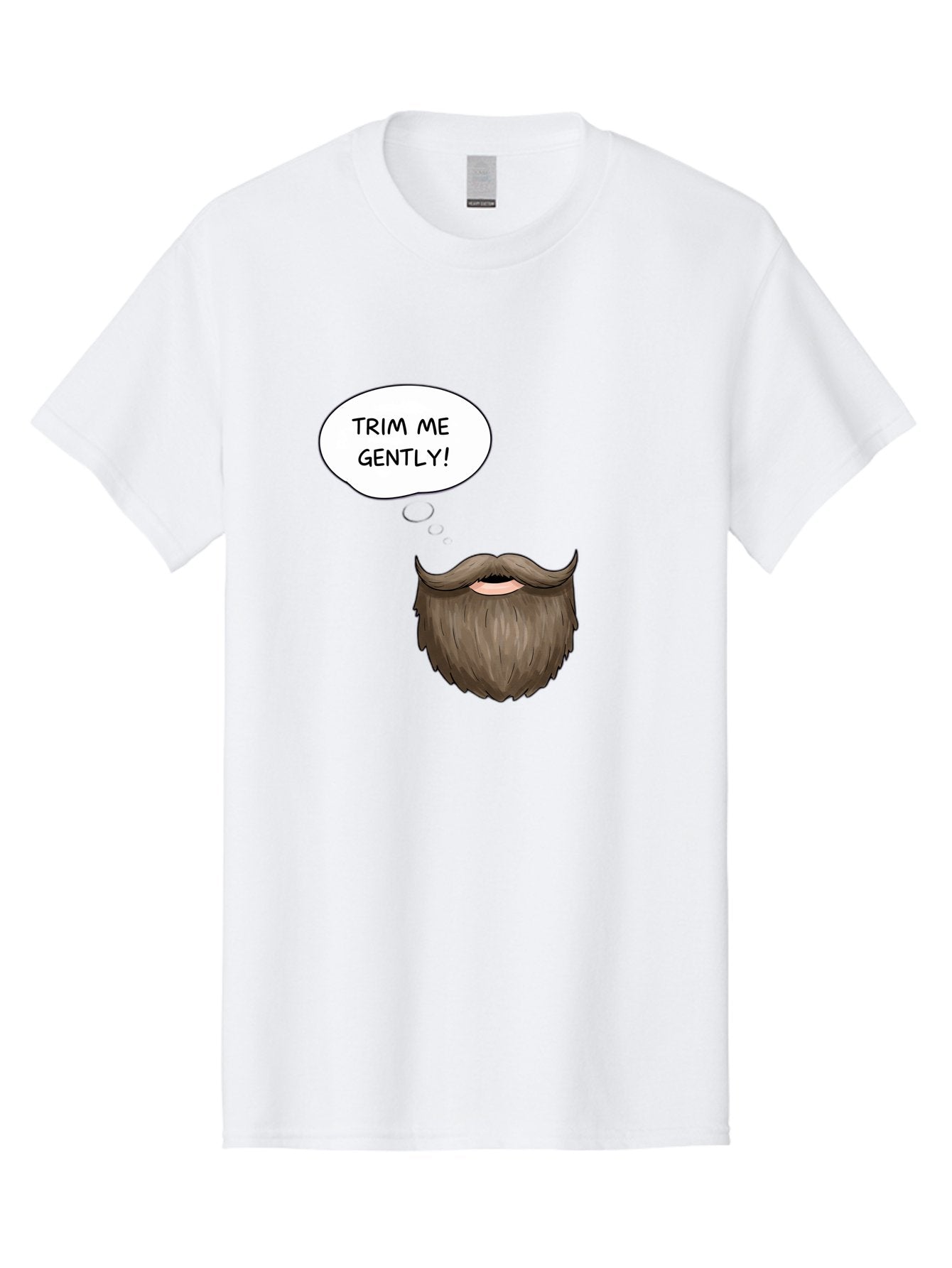 Trim-Me-Gently-2 Men'S Graphic Tee, 100% Cotton, Comfortable Casual Summer Wear, Machine Washable, Funny Cartoon Beard, Humorous Illustration, Whimsical Character, Mustache And Beard Combo, Playful Typography, Quirky Design, Bold Text, Bad863 11
