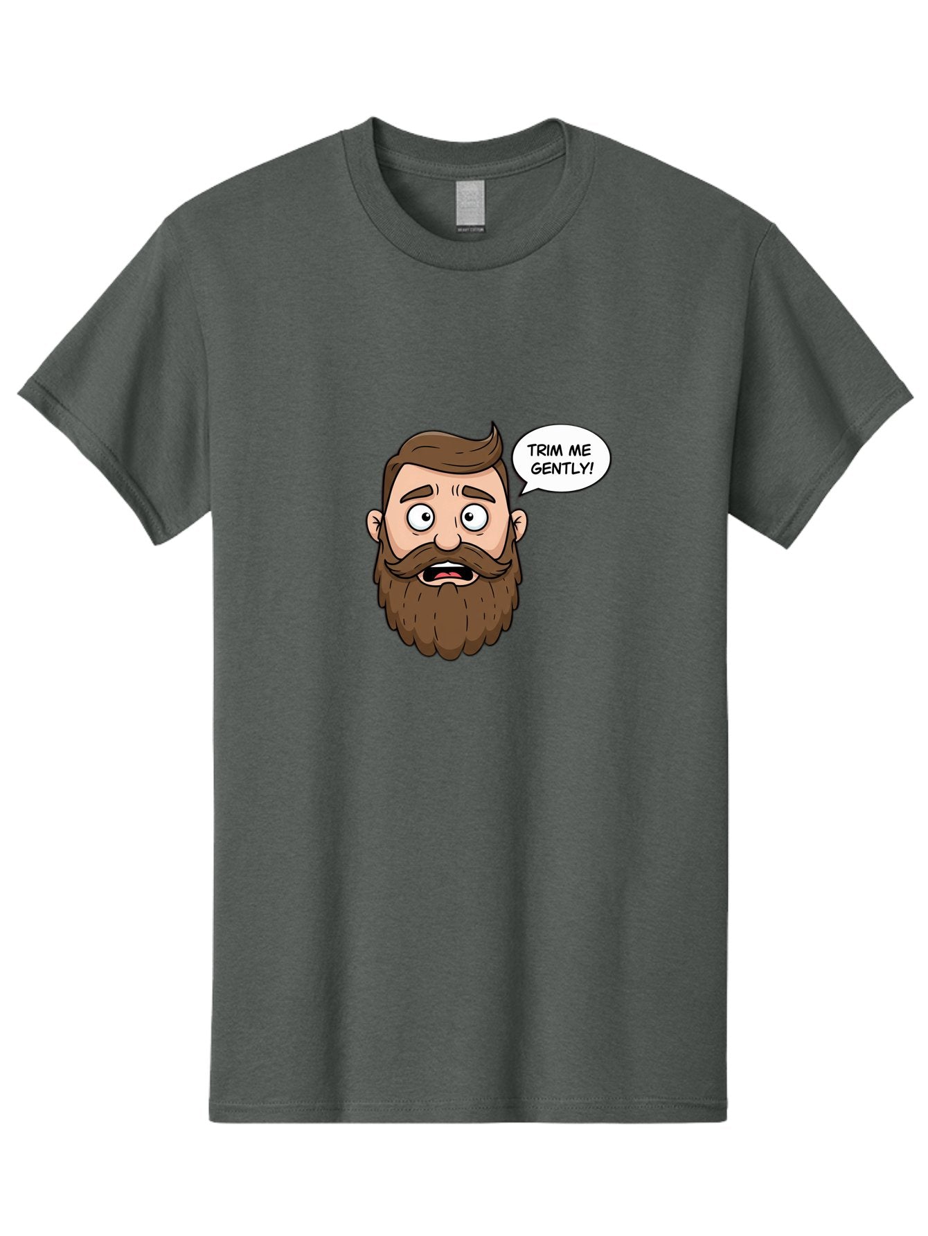 Trim-Me-Gently-3 Men'S Graphic Tee, 100% Cotton, Comfortable Casual Summer Wear, Machine Washable, Cartoon Man With Brown Hair And Beard, Worried Expression, Speech Bubble, Barber Humor, Grooming, Haircut, Men'S Grooming, Comedic Relief Bad864 11