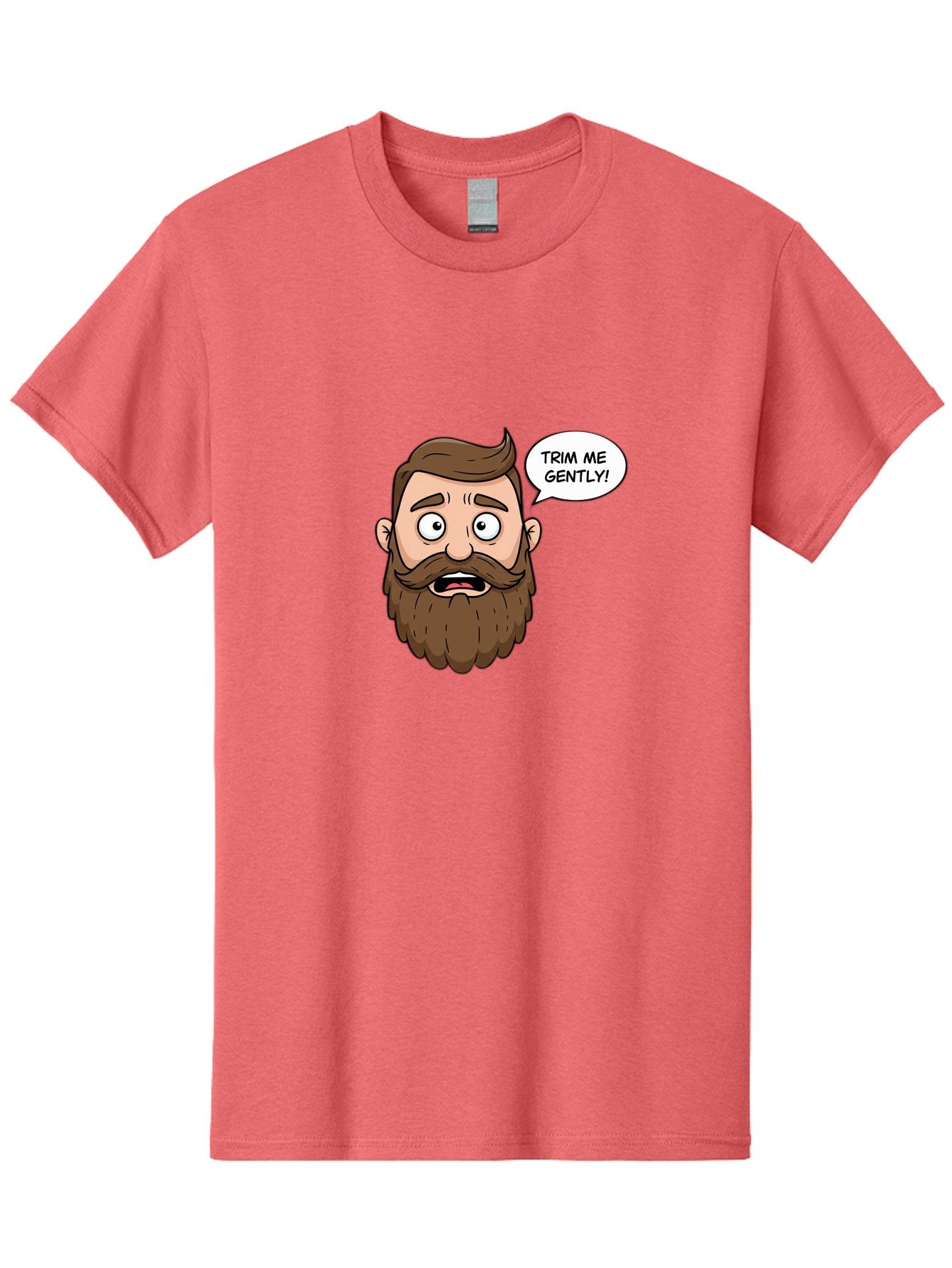 Trim-Me-Gently-3 Men'S Graphic Tee, 100% Cotton, Comfortable Casual Summer Wear, Machine Washable, Cartoon Man With Brown Hair And Beard, Worried Expression, Speech Bubble, Barber Humor, Grooming, Haircut, Men'S Grooming, Comedic Relief Bad864 7