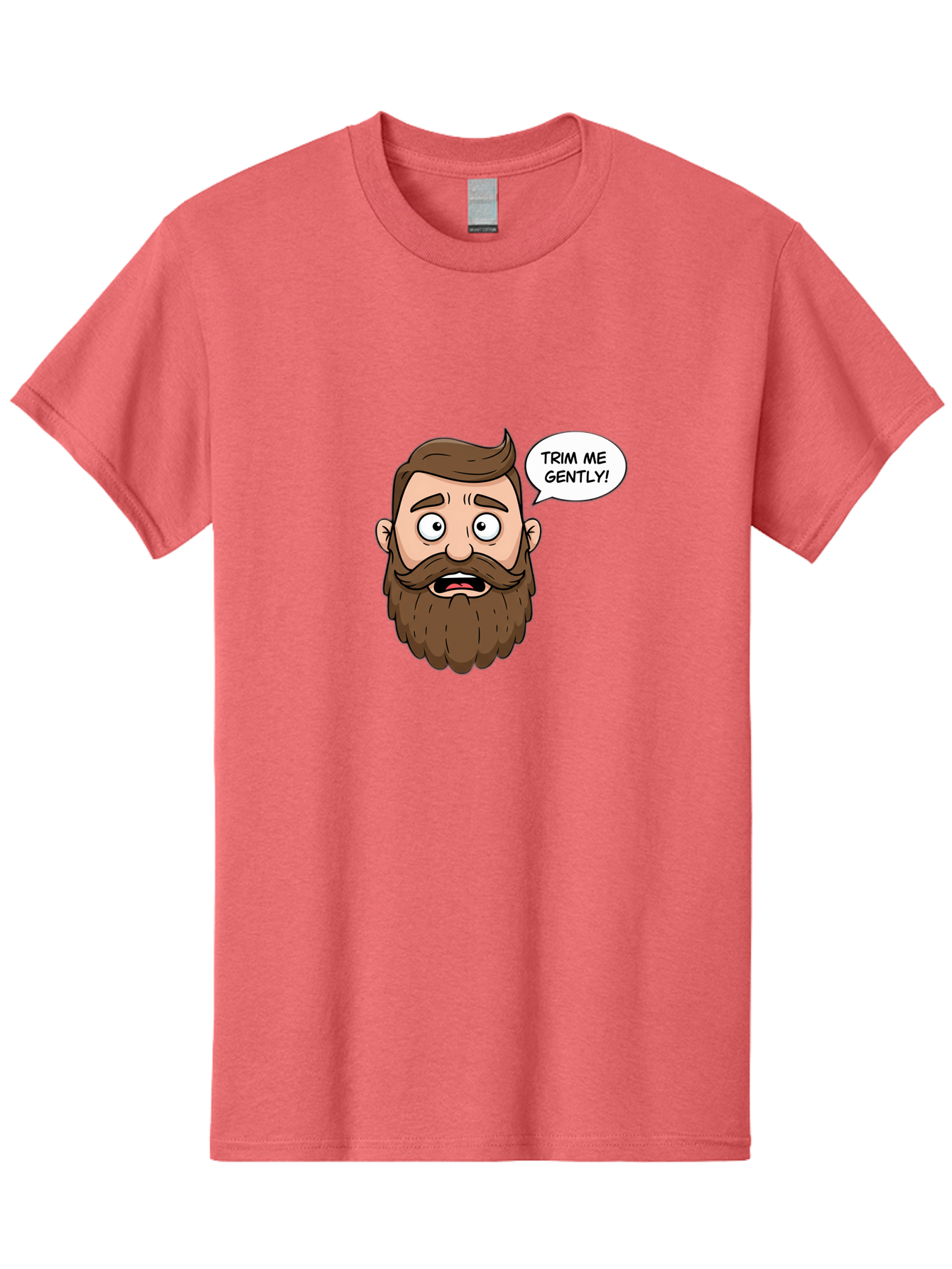 Trim-Me-Gently-3 Men'S Graphic Tee, 100% Cotton, Comfortable Casual Summer Wear, Machine Washable, Cartoon Man With Brown Hair And Beard, Worried Expression, Speech Bubble, Barber Humor, Grooming, Haircut, Men'S Grooming, Comedic Relief Bad864 13