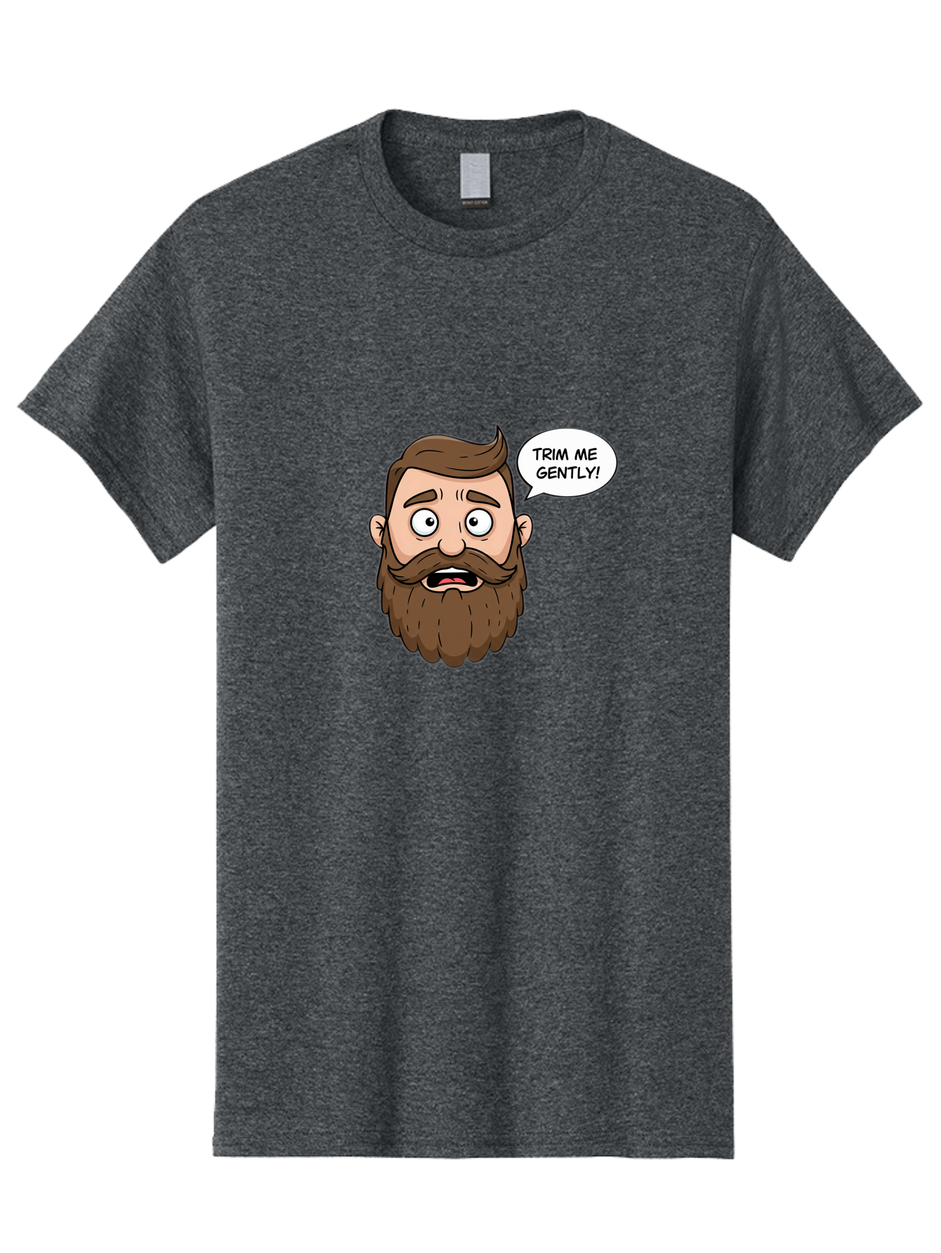 Trim-Me-Gently-3 Men'S Graphic Tee, 100% Cotton, Comfortable Casual Summer Wear, Machine Washable, Cartoon Man With Brown Hair And Beard, Worried Expression, Speech Bubble, Barber Humor, Grooming, Haircut, Men'S Grooming, Comedic Relief Bad864 11