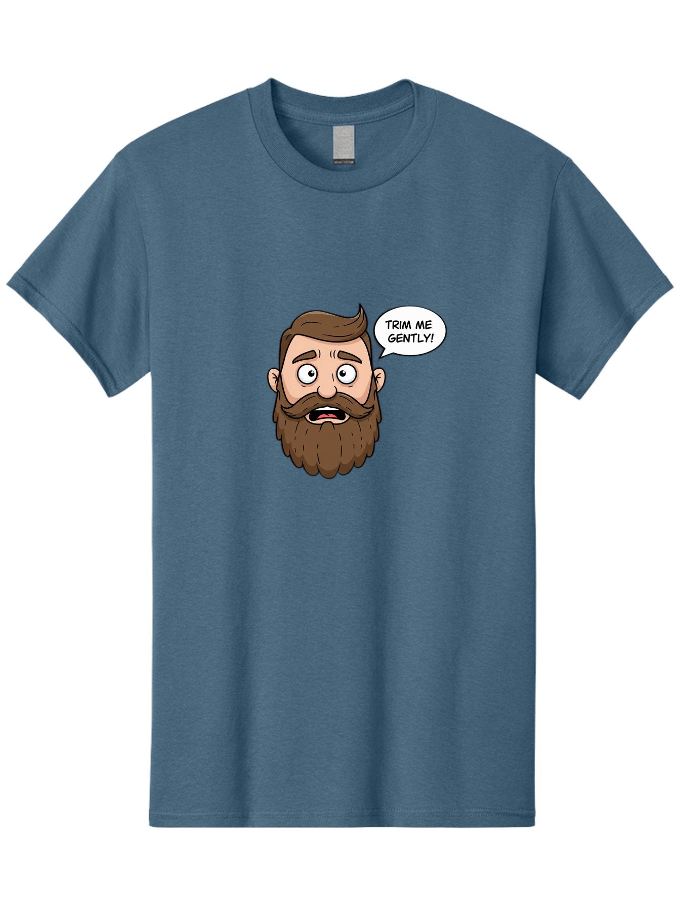 Trim-Me-Gently-3 Men'S Graphic Tee, 100% Cotton, Comfortable Casual Summer Wear, Machine Washable, Cartoon Man With Brown Hair And Beard, Worried Expression, Speech Bubble, Barber Humor, Grooming, Haircut, Men'S Grooming, Comedic Relief Bad864 15