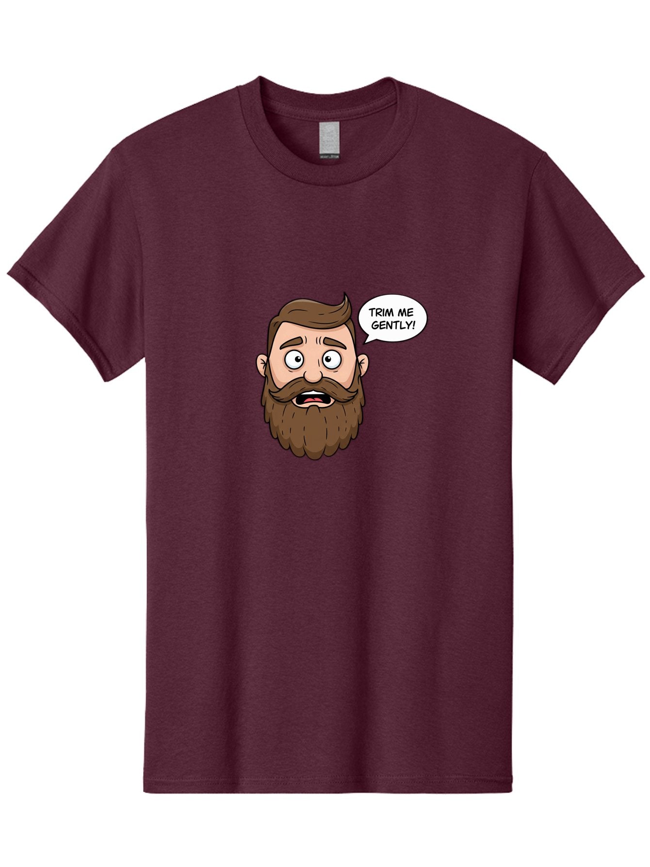 Trim-Me-Gently-3 Men'S Graphic Tee, 100% Cotton, Comfortable Casual Summer Wear, Machine Washable, Cartoon Man With Brown Hair And Beard, Worried Expression, Speech Bubble, Barber Humor, Grooming, Haircut, Men'S Grooming, Comedic Relief Bad864 10