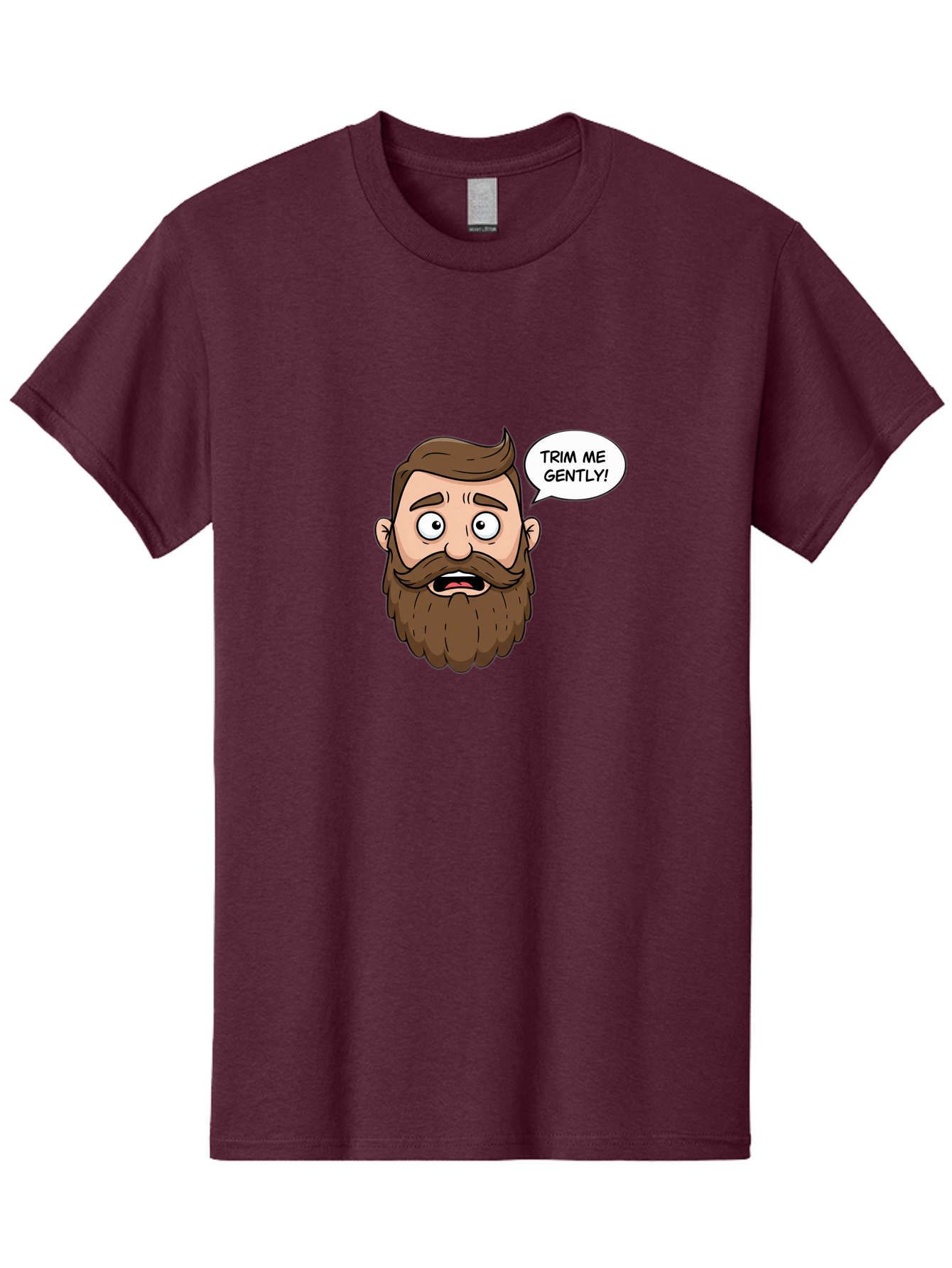 Trim-Me-Gently-3 Men'S Graphic Tee, 100% Cotton, Comfortable Casual Summer Wear, Machine Washable, Cartoon Man With Brown Hair And Beard, Worried Expression, Speech Bubble, Barber Humor, Grooming, Haircut, Men'S Grooming, Comedic Relief Bad864 14