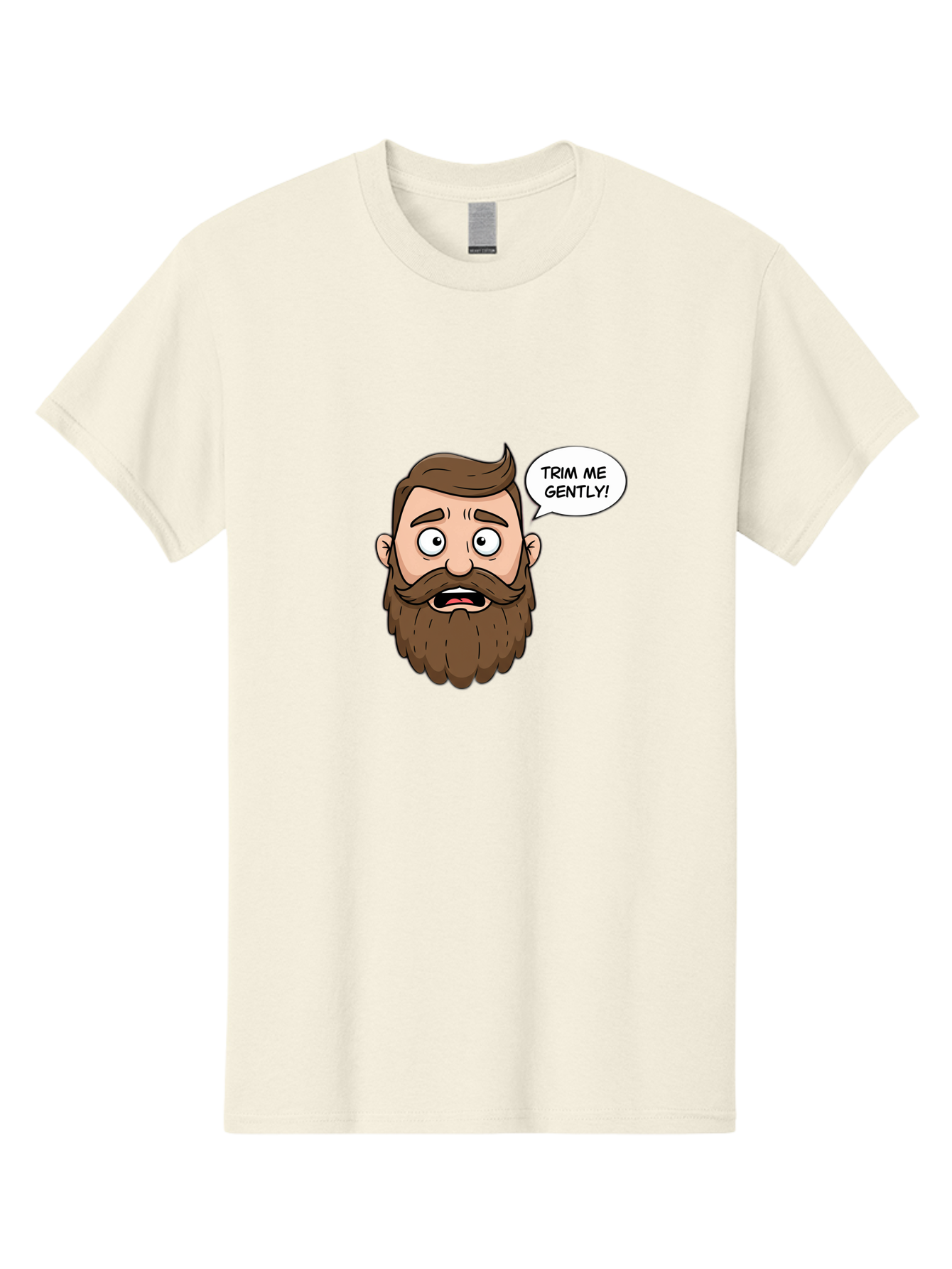 Trim-Me-Gently-3 Men'S Graphic Tee, 100% Cotton, Comfortable Casual Summer Wear, Machine Washable, Cartoon Man With Brown Hair And Beard, Worried Expression, Speech Bubble, Barber Humor, Grooming, Haircut, Men'S Grooming, Comedic Relief Bad864 12