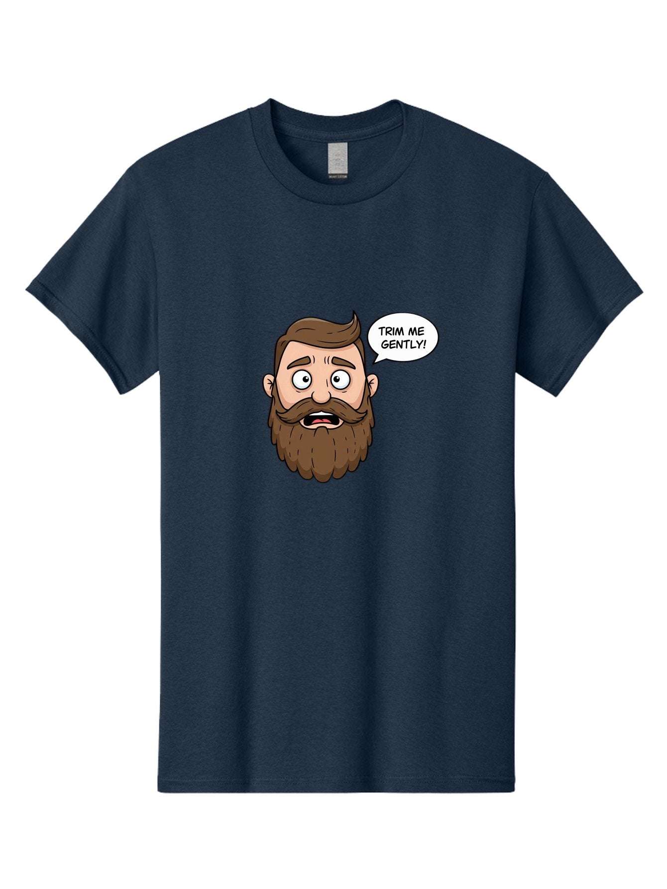 Trim-Me-Gently-3 Men'S Graphic Tee, 100% Cotton, Comfortable Casual Summer Wear, Machine Washable, Cartoon Man With Brown Hair And Beard, Worried Expression, Speech Bubble, Barber Humor, Grooming, Haircut, Men'S Grooming, Comedic Relief Bad864 8