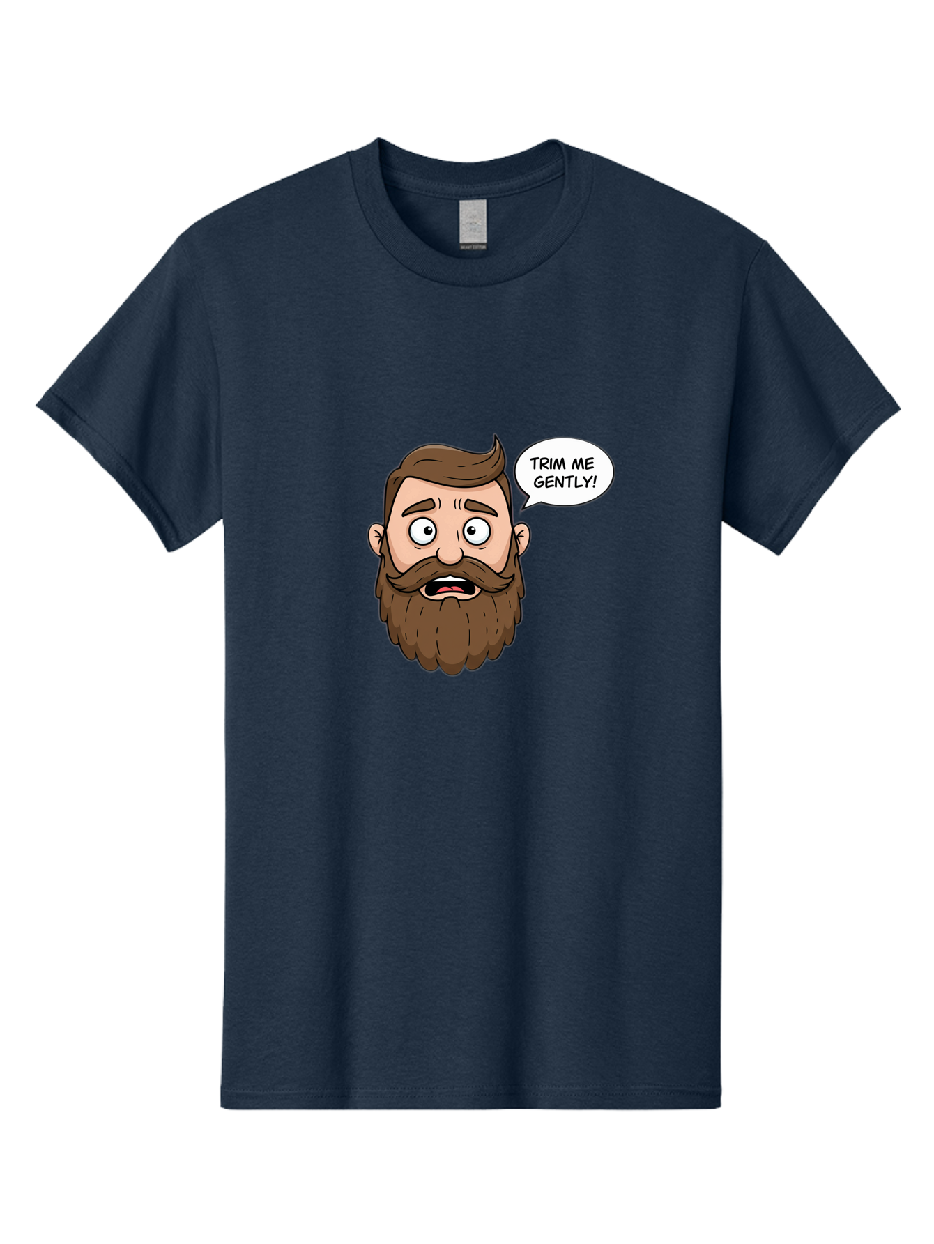 Trim-Me-Gently-3 Men'S Graphic Tee, 100% Cotton, Comfortable Casual Summer Wear, Machine Washable, Cartoon Man With Brown Hair And Beard, Worried Expression, Speech Bubble, Barber Humor, Grooming, Haircut, Men'S Grooming, Comedic Relief Bad864 6