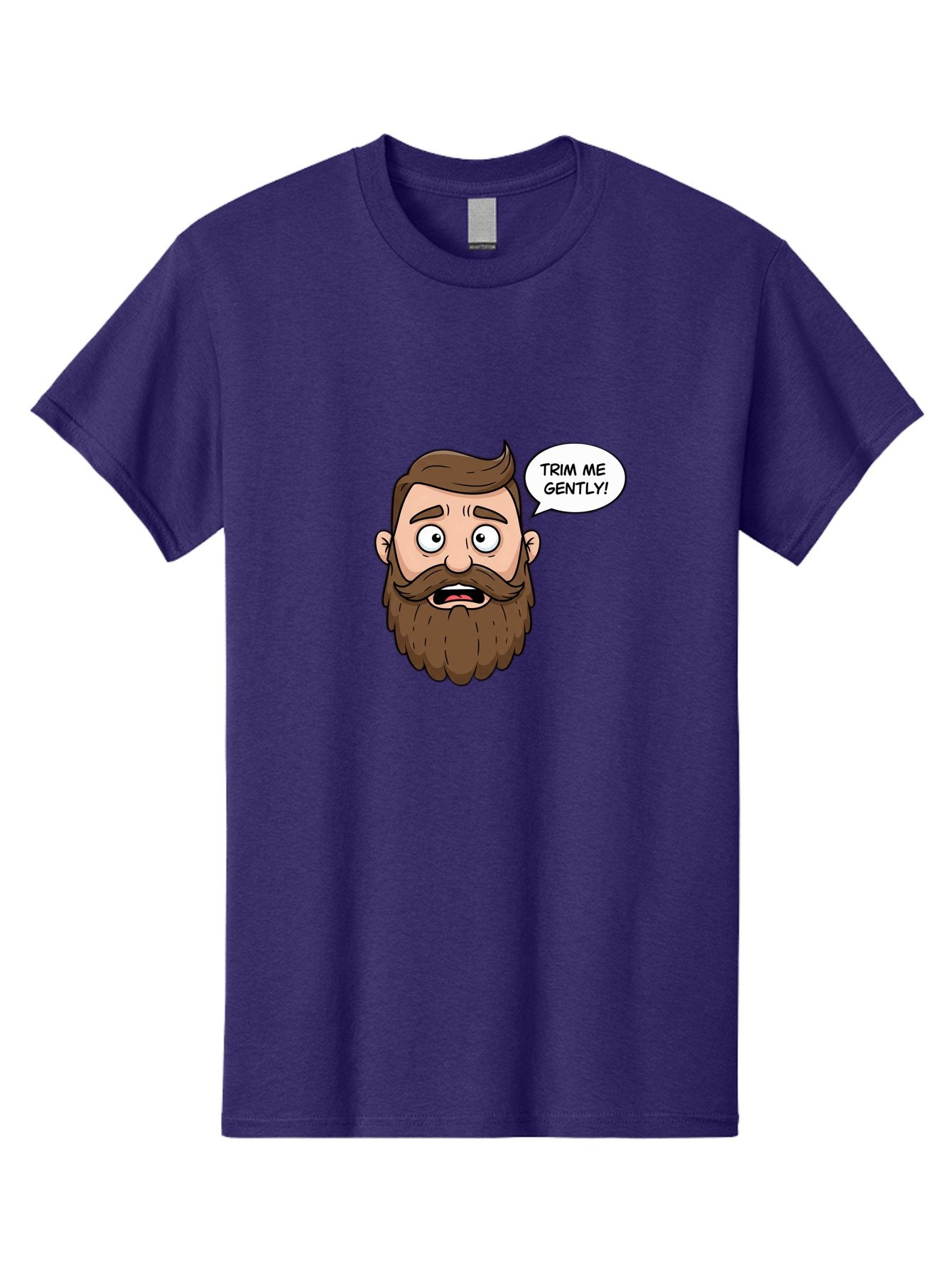 Trim-Me-Gently-3 Men'S Graphic Tee, 100% Cotton, Comfortable Casual Summer Wear, Machine Washable, Cartoon Man With Brown Hair And Beard, Worried Expression, Speech Bubble, Barber Humor, Grooming, Haircut, Men'S Grooming, Comedic Relief Bad864 12