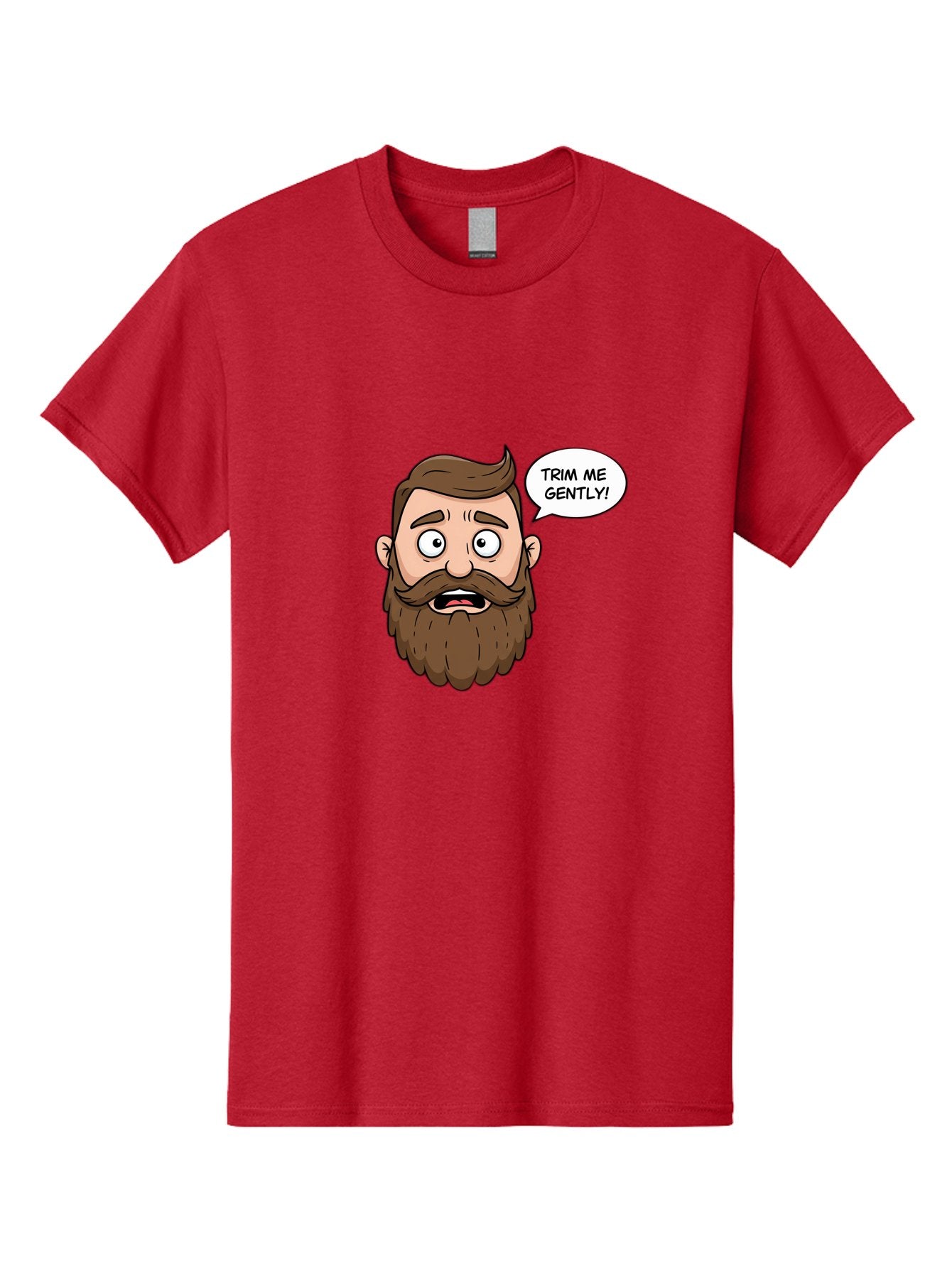 Trim-Me-Gently-3 Men'S Graphic Tee, 100% Cotton, Comfortable Casual Summer Wear, Machine Washable, Cartoon Man With Brown Hair And Beard, Worried Expression, Speech Bubble, Barber Humor, Grooming, Haircut, Men'S Grooming, Comedic Relief Bad864 9