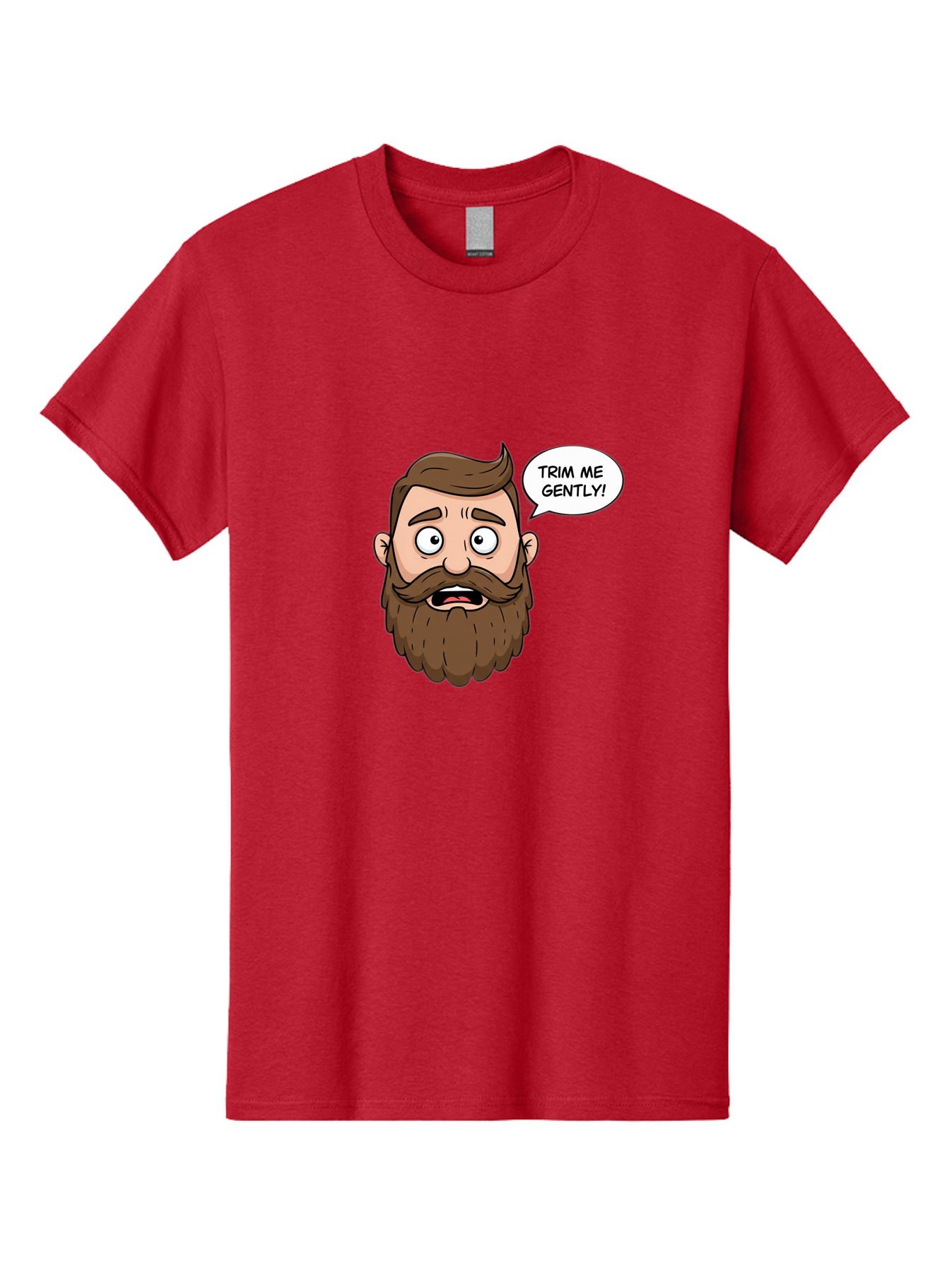 Trim-Me-Gently-3 Men'S Graphic Tee, 100% Cotton, Comfortable Casual Summer Wear, Machine Washable, Cartoon Man With Brown Hair And Beard, Worried Expression, Speech Bubble, Barber Humor, Grooming, Haircut, Men'S Grooming, Comedic Relief Bad864 5