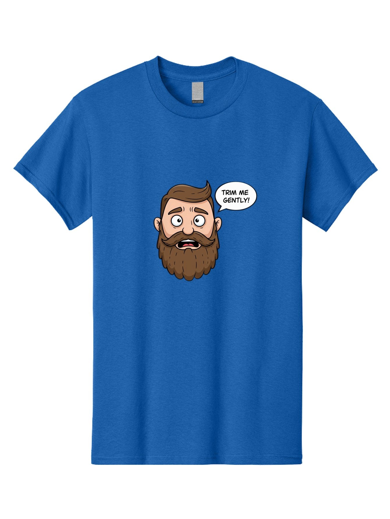 Trim-Me-Gently-3 Men'S Graphic Tee, 100% Cotton, Comfortable Casual Summer Wear, Machine Washable, Cartoon Man With Brown Hair And Beard, Worried Expression, Speech Bubble, Barber Humor, Grooming, Haircut, Men'S Grooming, Comedic Relief Bad864 6