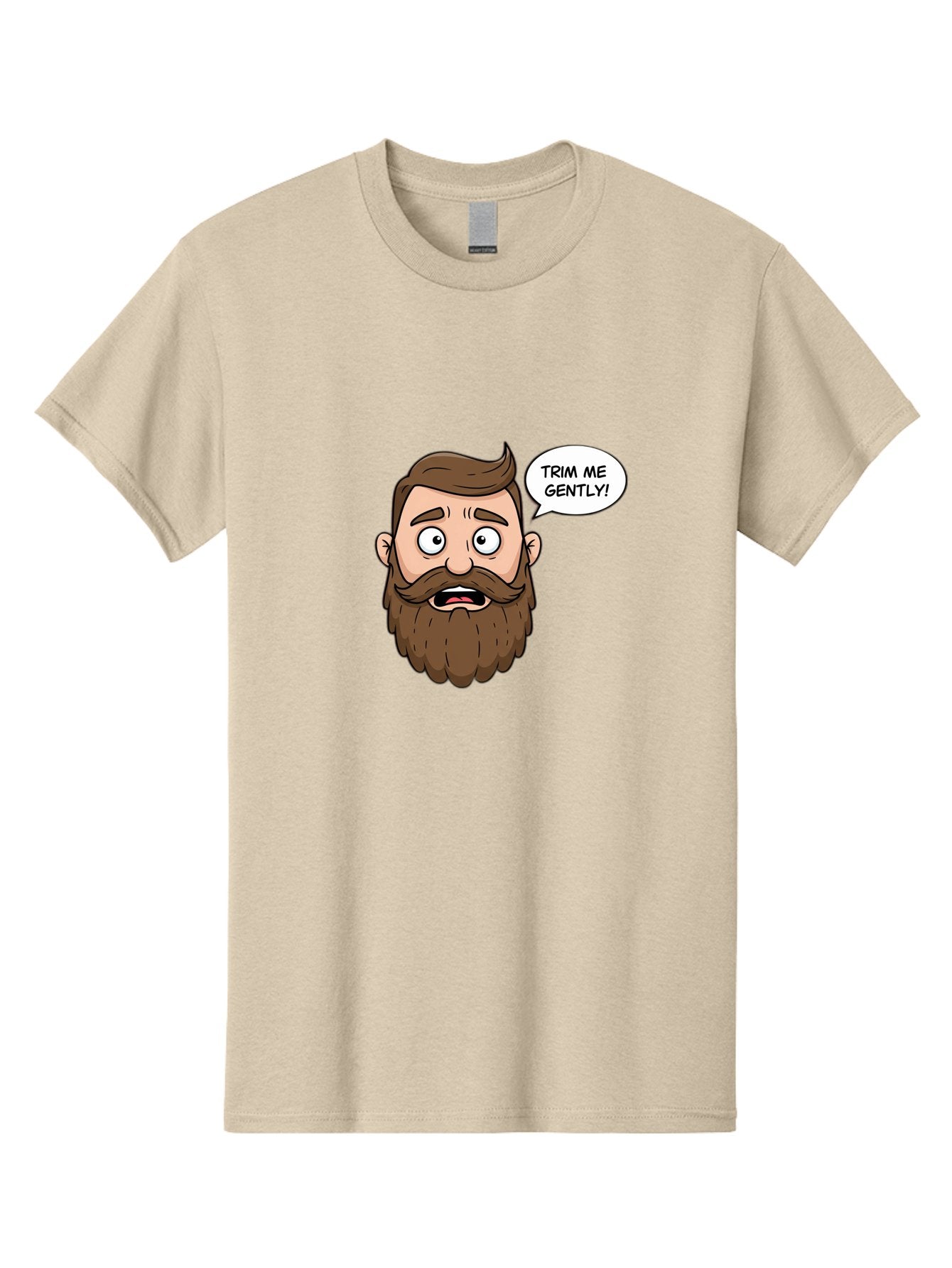 Trim-Me-Gently-3 Men'S Graphic Tee, 100% Cotton, Comfortable Casual Summer Wear, Machine Washable, Cartoon Man With Brown Hair And Beard, Worried Expression, Speech Bubble, Barber Humor, Grooming, Haircut, Men'S Grooming, Comedic Relief Bad864 14