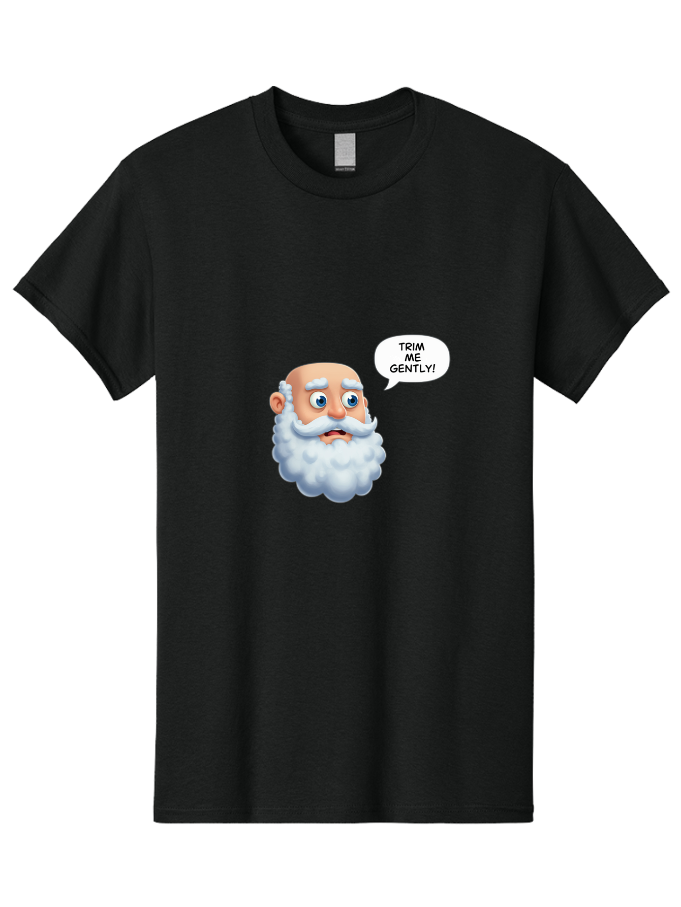 Trim-Me-Gently-4 Men'S Graphic Tee, 100% Cotton, Comfortable Casual Summer Wear, Machine Washable, Funny Cartoon Character, White Beard, Blue Eyes, Humorous Expression, Speech Bubble, Trim Me Gently, Comedic Style, Cartoon Humor, Bad865 14