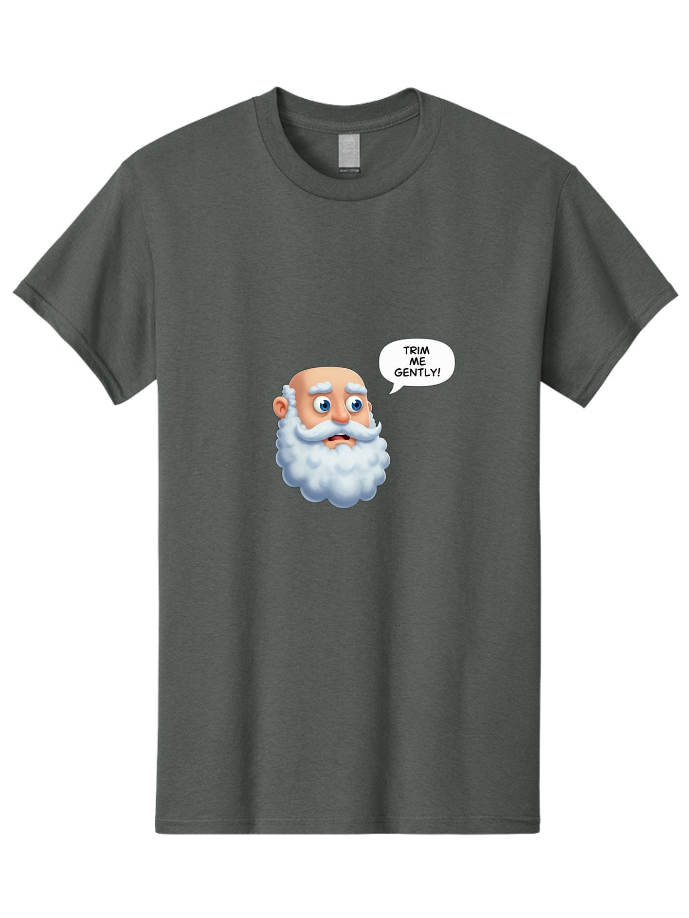 Trim-Me-Gently-4 Men'S Graphic Tee, 100% Cotton, Comfortable Casual Summer Wear, Machine Washable, Funny Cartoon Character, White Beard, Blue Eyes, Humorous Expression, Speech Bubble, Trim Me Gently, Comedic Style, Cartoon Humor, Bad865 8