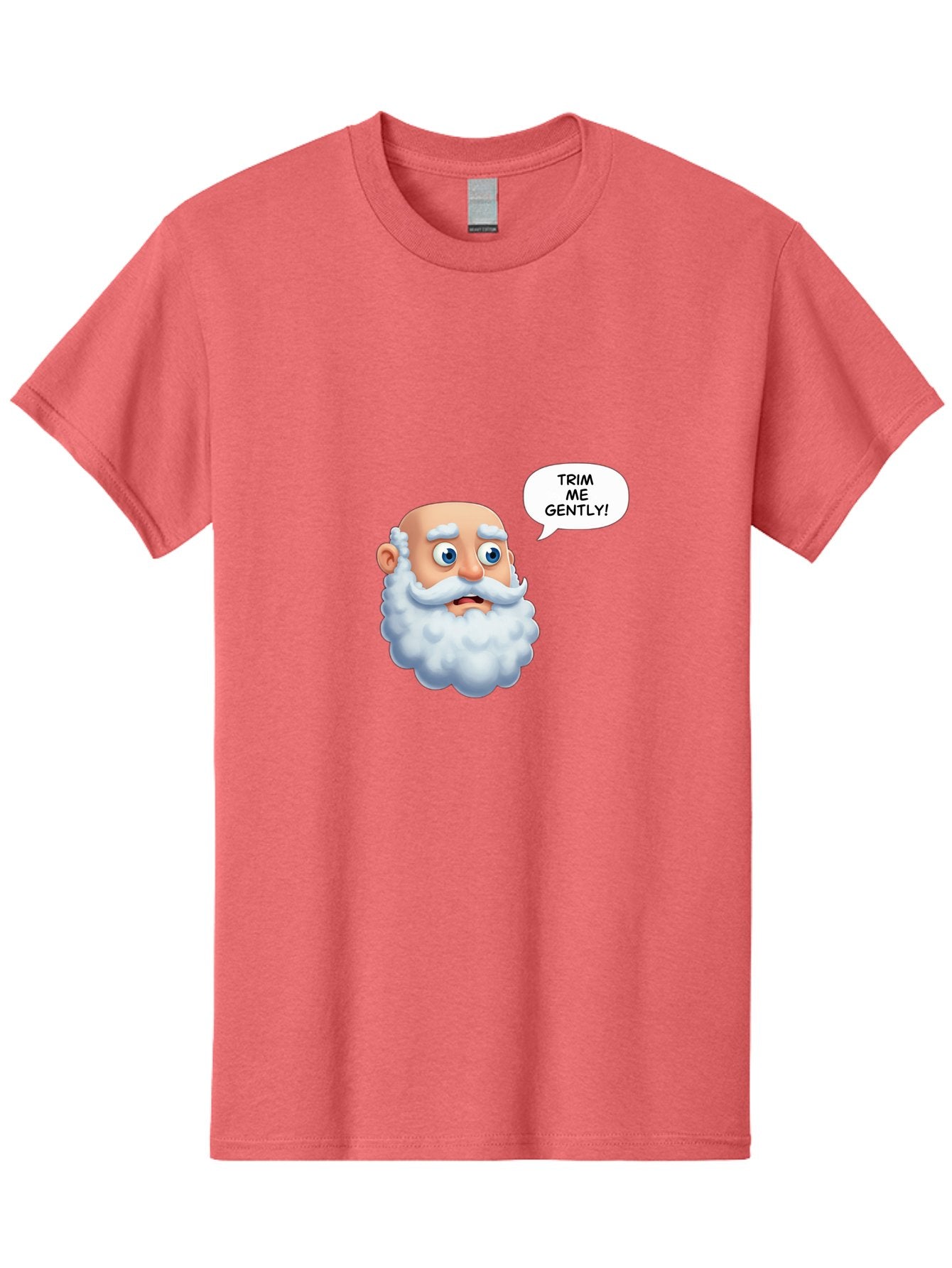 Trim-Me-Gently-4 Men'S Graphic Tee, 100% Cotton, Comfortable Casual Summer Wear, Machine Washable, Funny Cartoon Character, White Beard, Blue Eyes, Humorous Expression, Speech Bubble, Trim Me Gently, Comedic Style, Cartoon Humor, Bad865 9