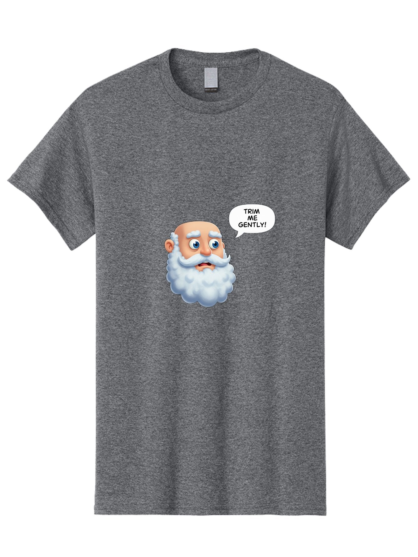 Trim-Me-Gently-4 Men'S Graphic Tee, 100% Cotton, Comfortable Casual Summer Wear, Machine Washable, Funny Cartoon Character, White Beard, Blue Eyes, Humorous Expression, Speech Bubble, Trim Me Gently, Comedic Style, Cartoon Humor, Bad865
