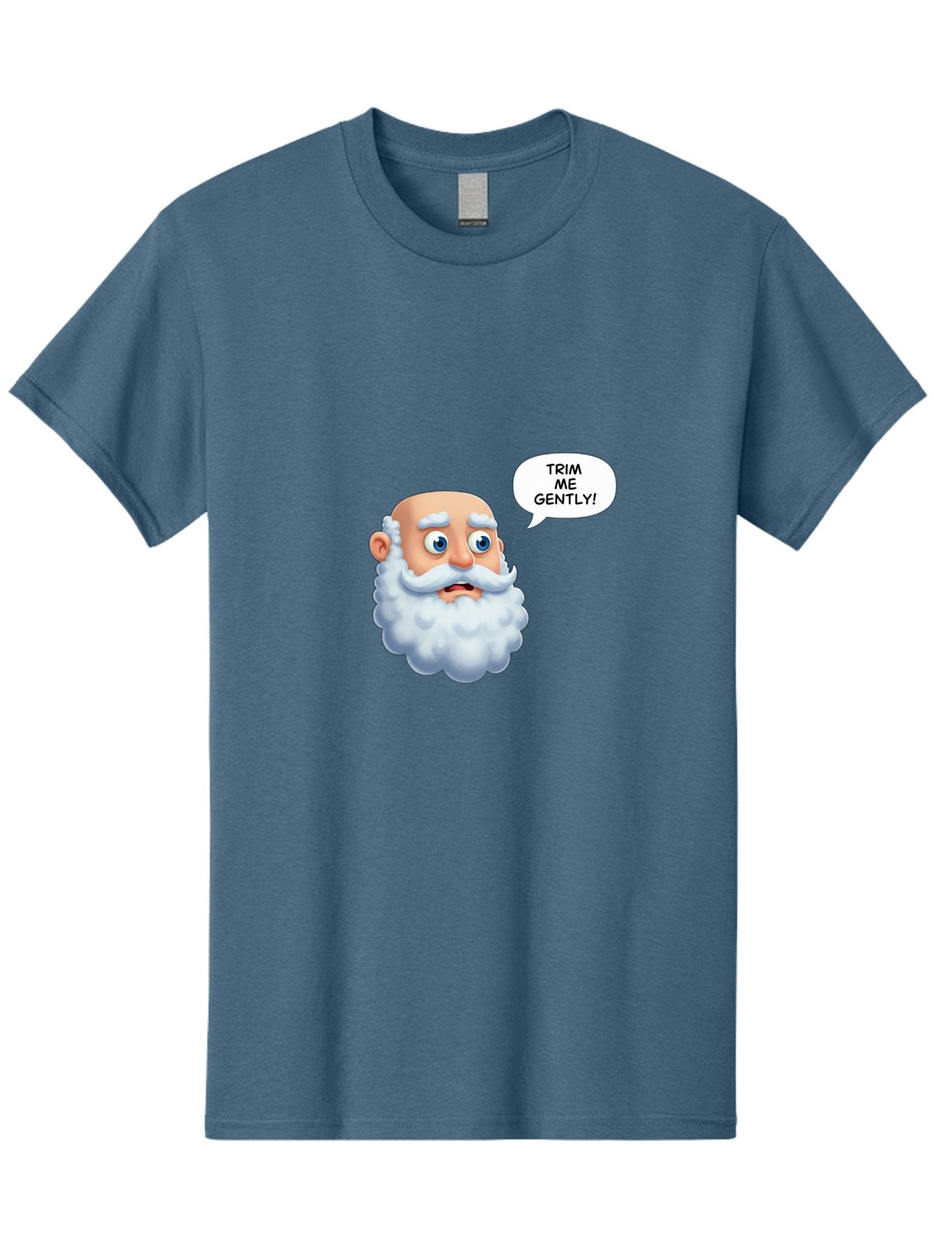 Trim-Me-Gently-4 Men'S Graphic Tee, 100% Cotton, Comfortable Casual Summer Wear, Machine Washable, Funny Cartoon Character, White Beard, Blue Eyes, Humorous Expression, Speech Bubble, Trim Me Gently, Comedic Style, Cartoon Humor, Bad865 7